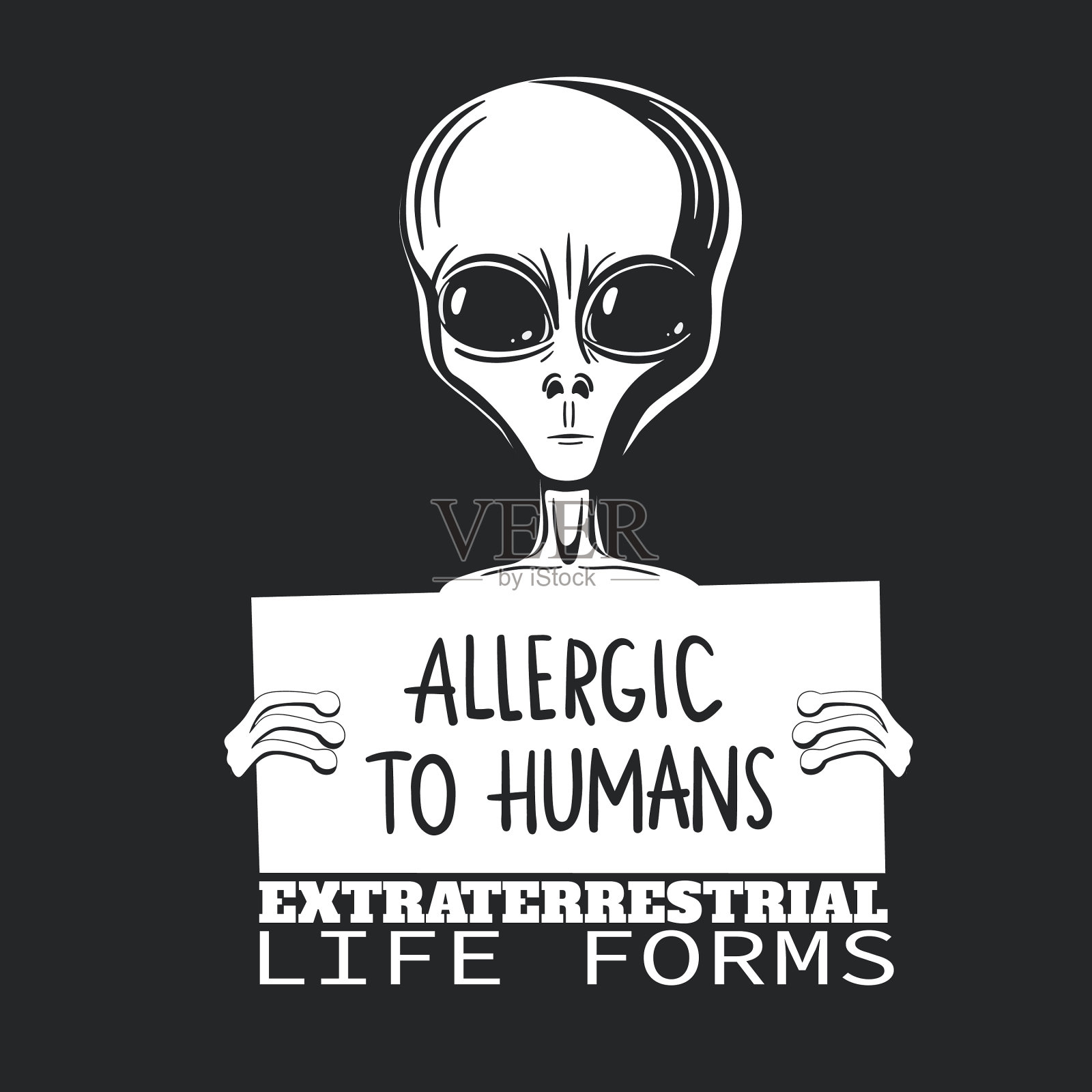 印有外星人图案的漫画t恤插画图片素材