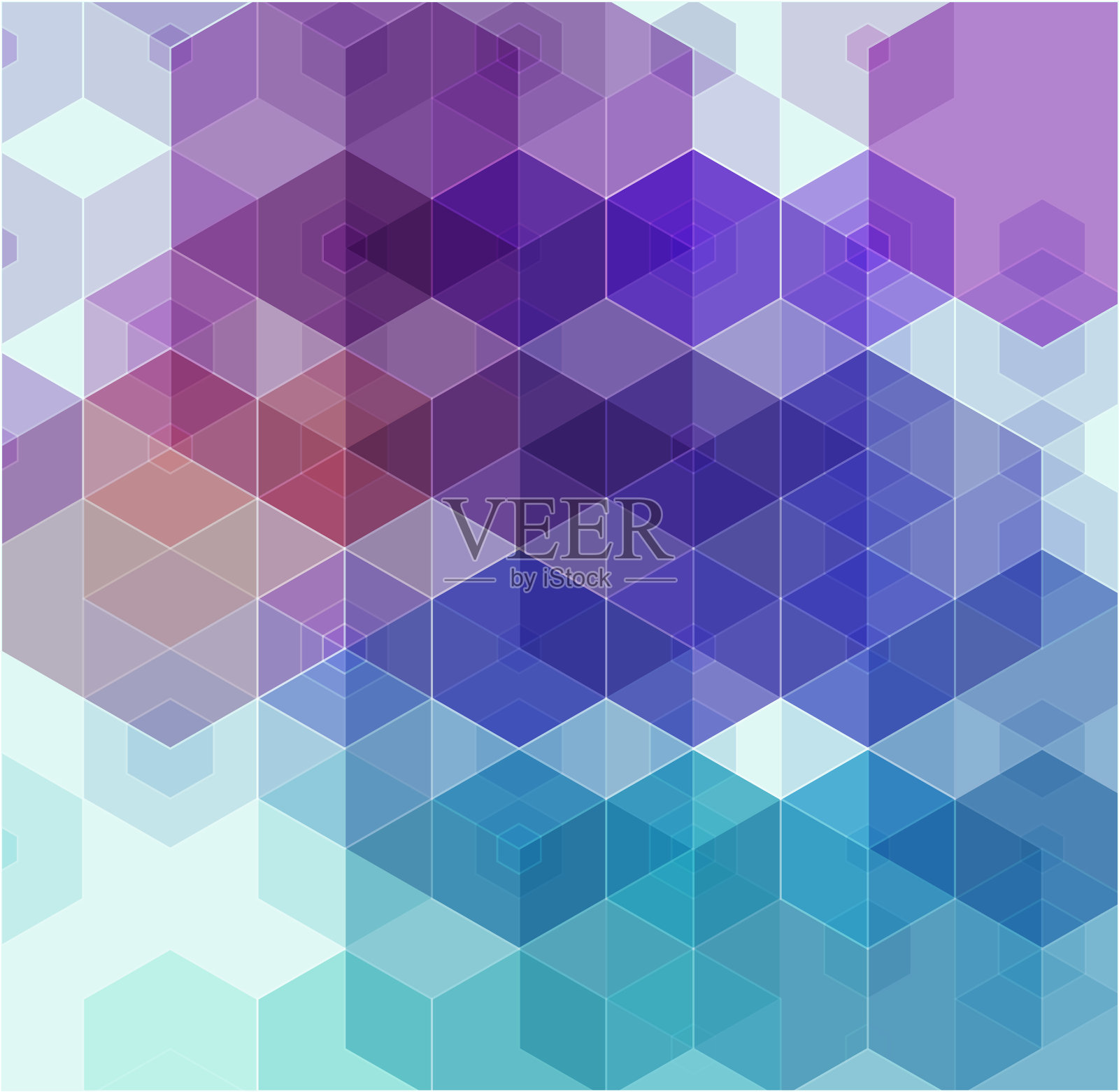 抽象几何背景蓝色六边形插画图片素材