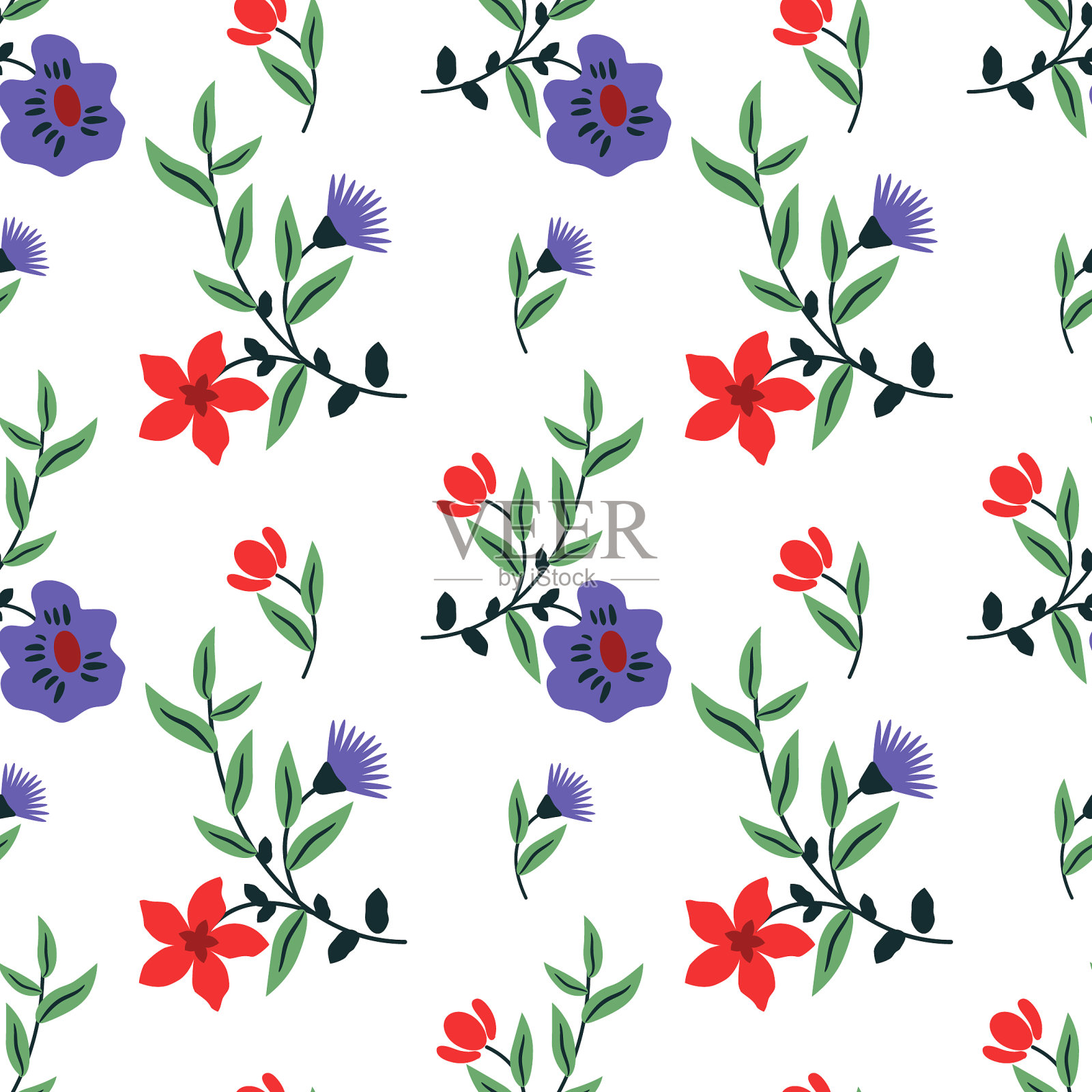 无缝的花卉图案插画图片素材