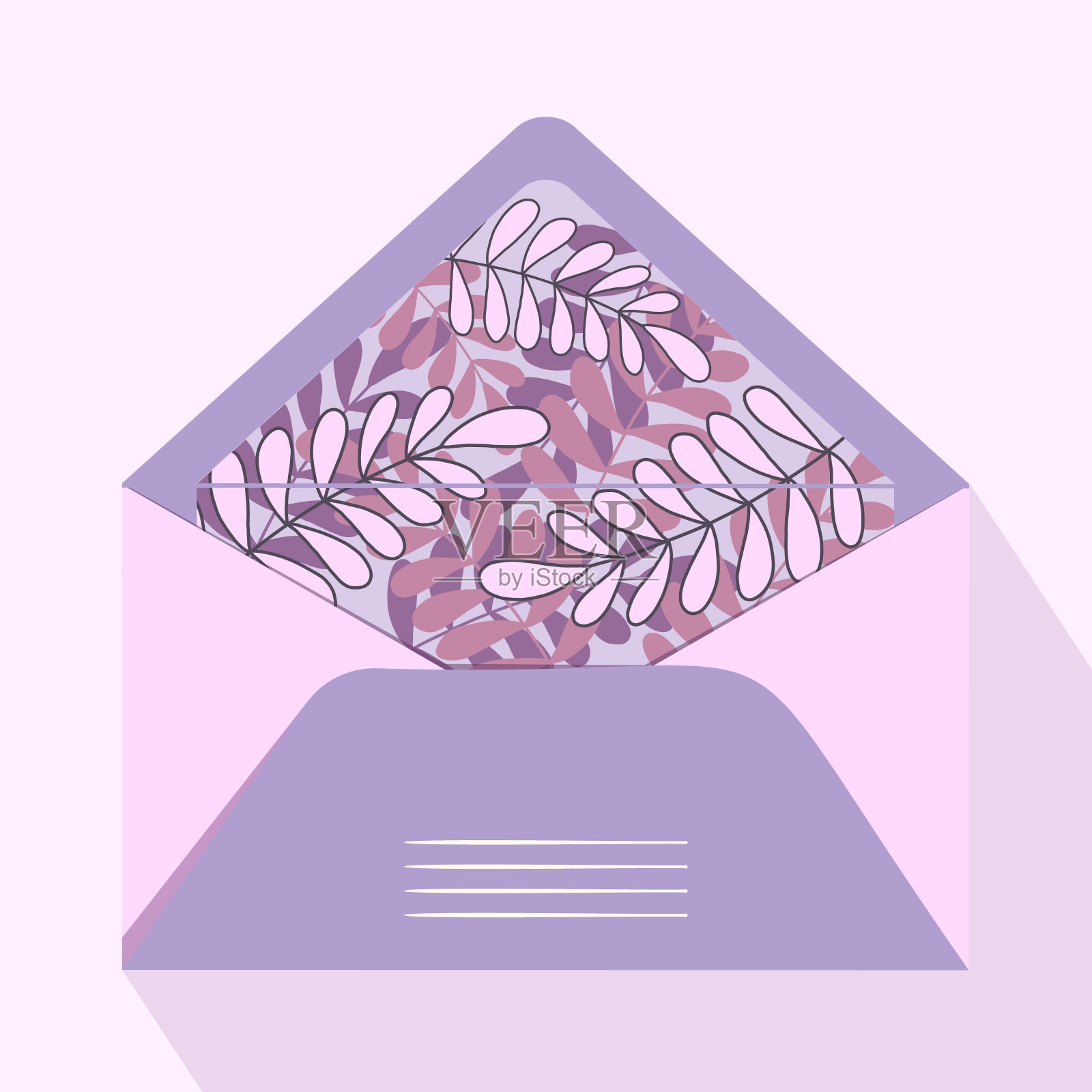 矢量邮政开放信封和明信片插画图片素材