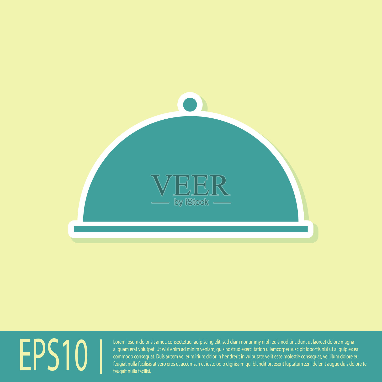 用托盘盖上绿色的食物图标隔离插画图片素材