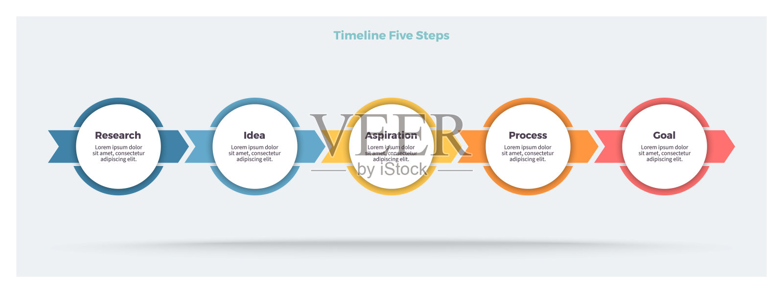 业务信息图表元素。时间轴有5个步骤,选项,部分。向量模板。插画图片素材