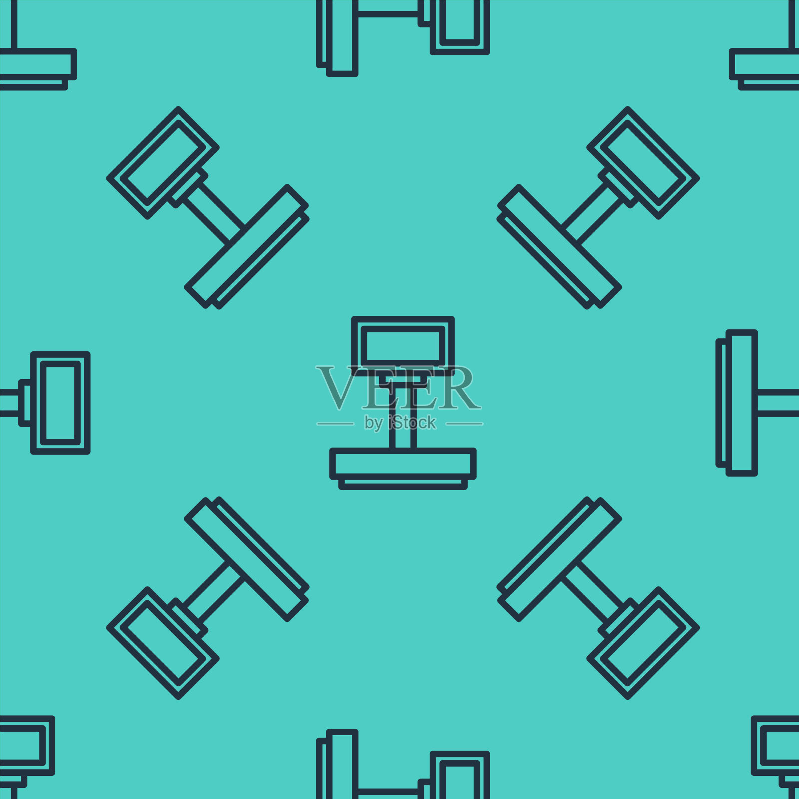 黑线刻度图标隔离无缝图案上插画图片素材