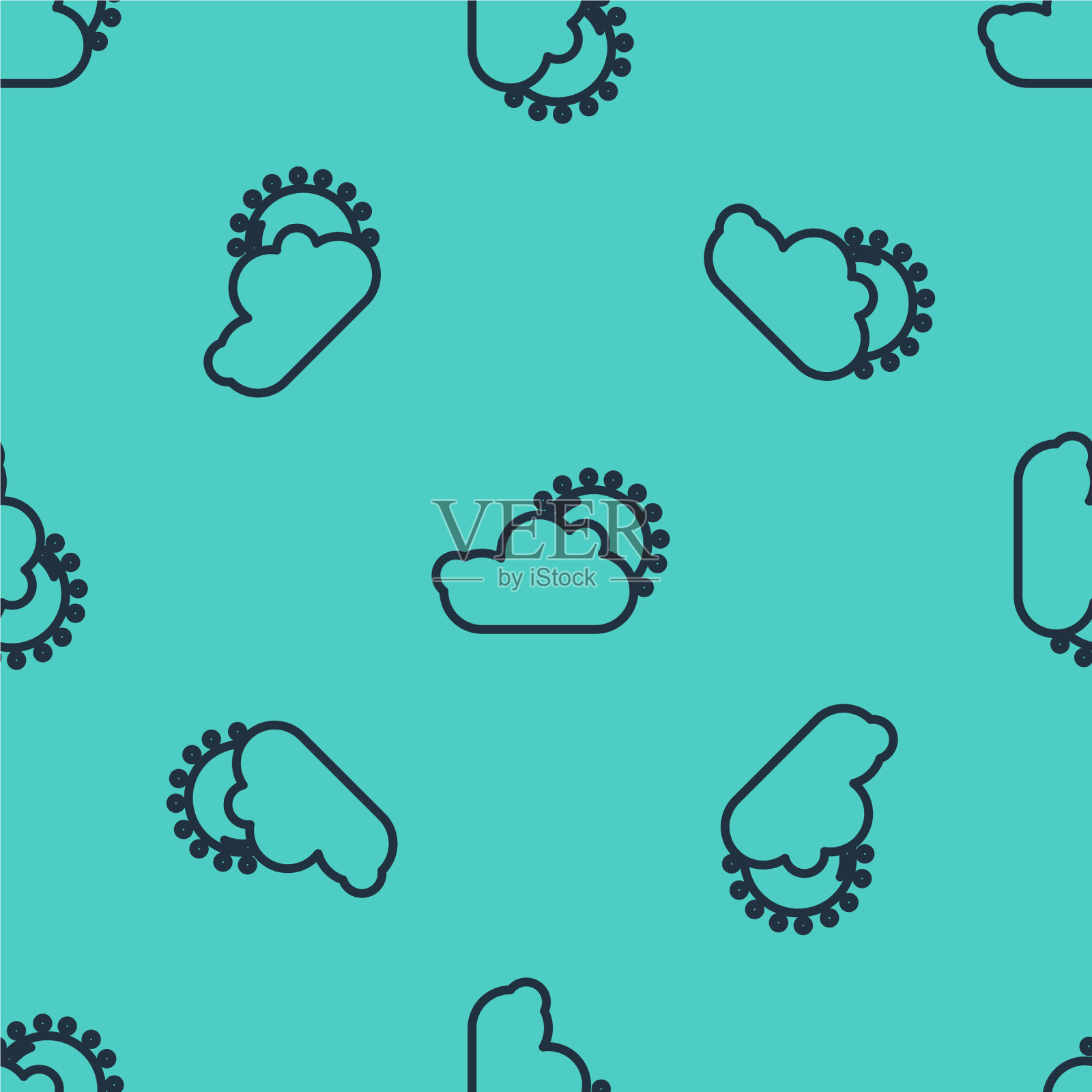 黑线太阳和云天气图标孤立插画图片素材