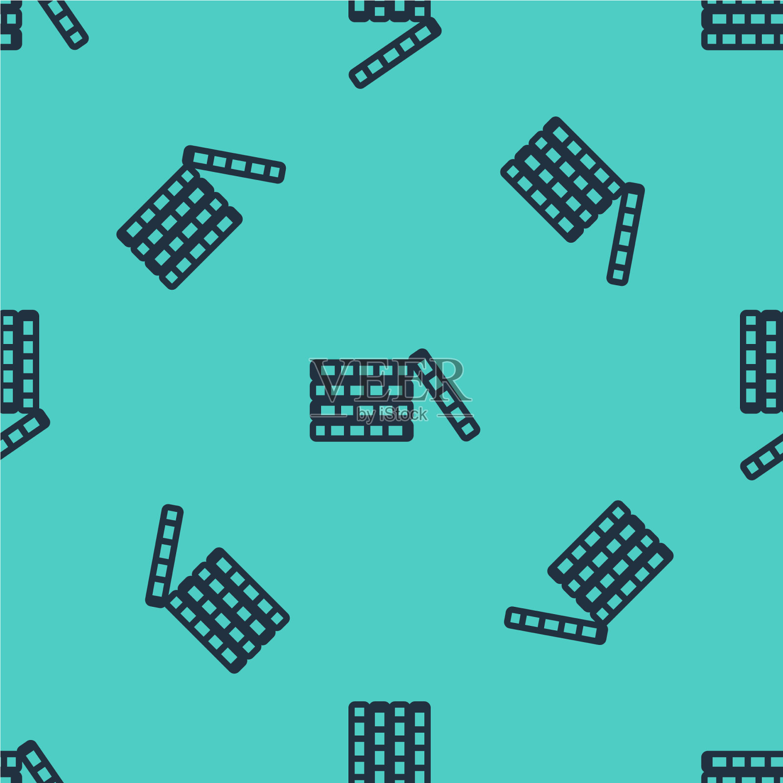 黑线赌场芯片图标孤立无缝插画图片素材