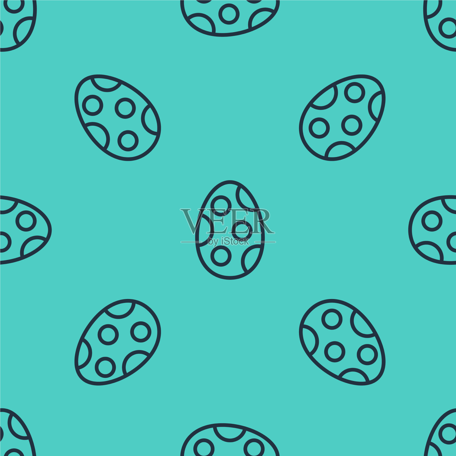 复活节彩蛋图标黑线无缝隔离插画图片素材