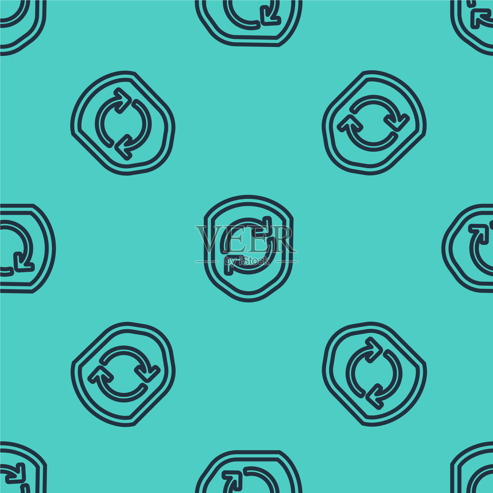 黑线回收标志内的盾牌图标插画图片素材