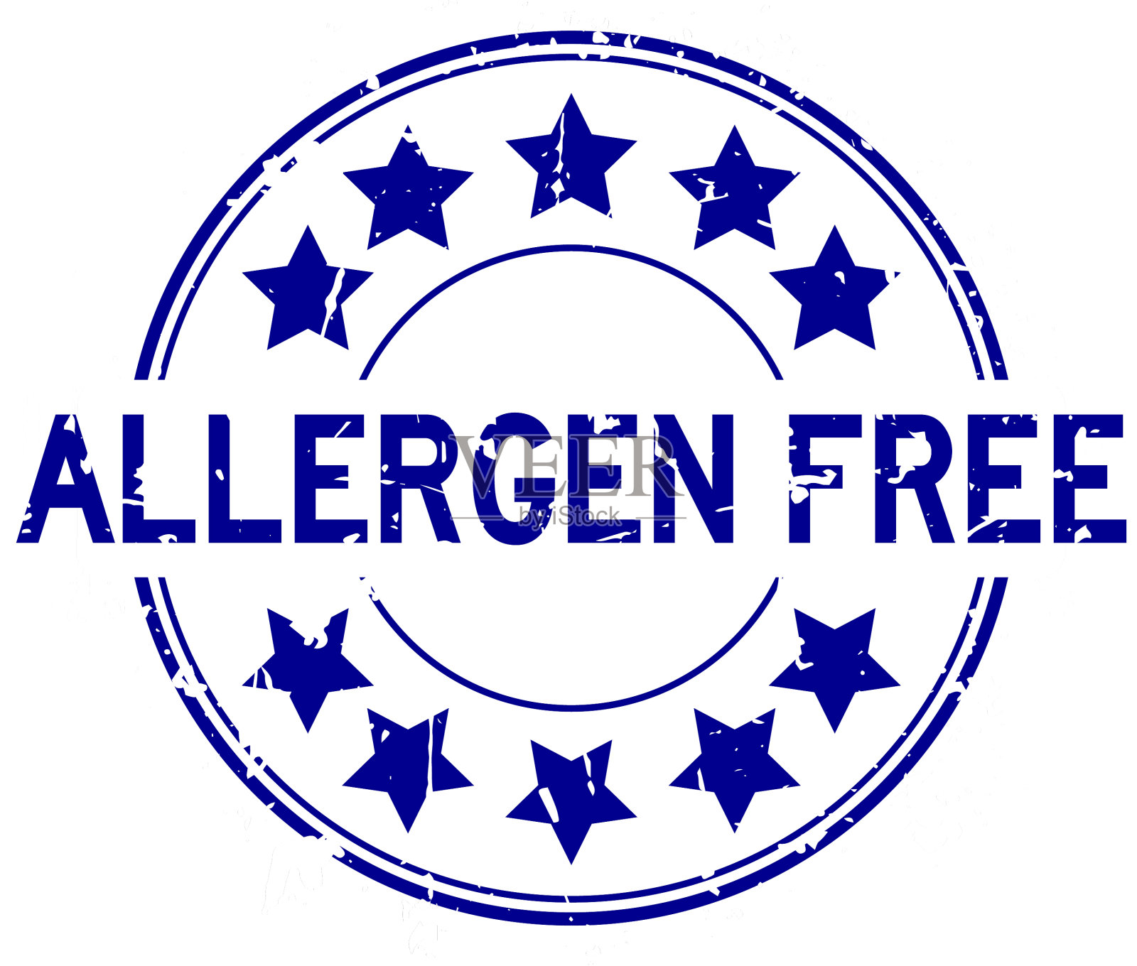 垃圾蓝色无过敏原字圆形橡胶密封插画图片素材