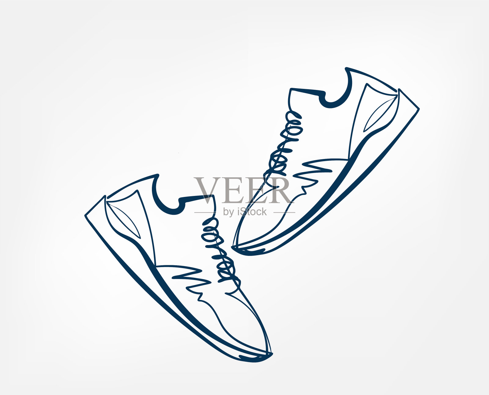 运动鞋单线设计元素孤立插画图片素材