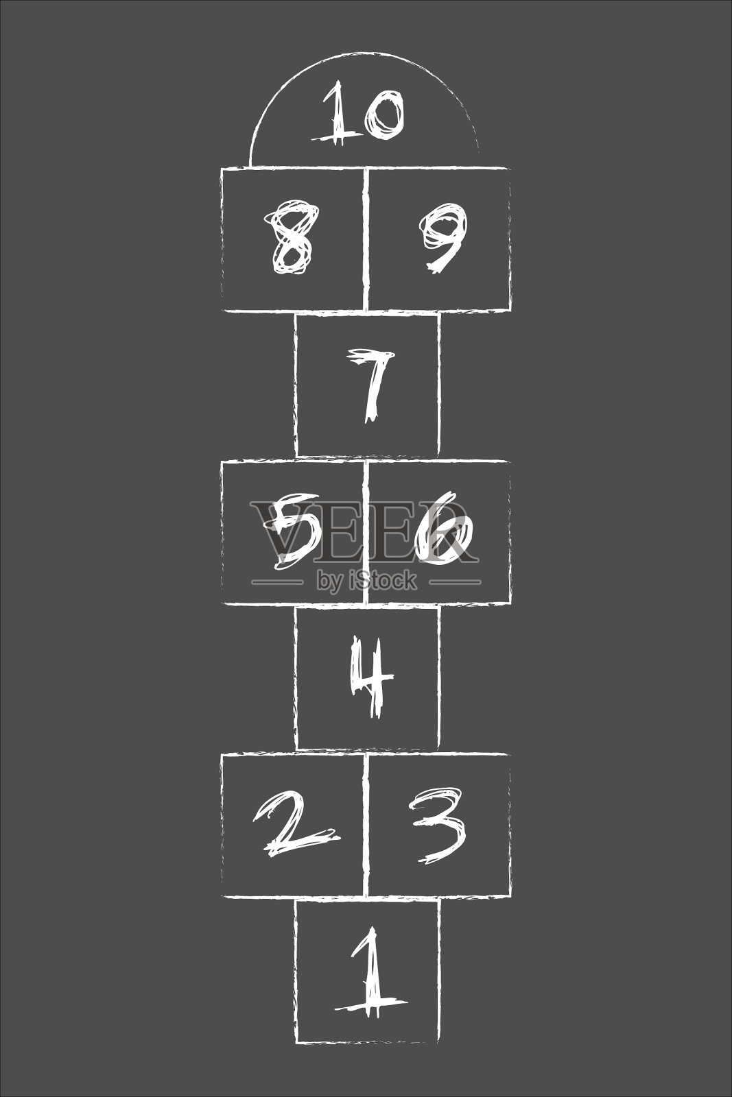 与跳房子游戏的儿童街道插画图片素材