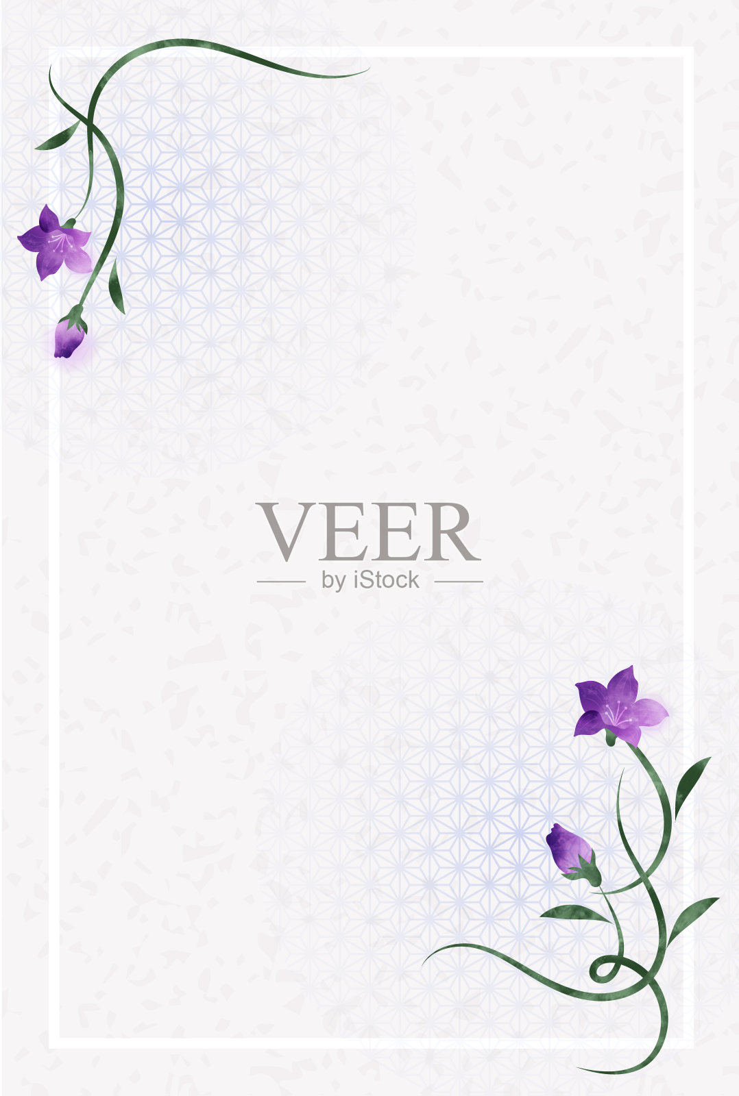 模拟水彩风格风铃花矢量插图边框材料插画图片素材