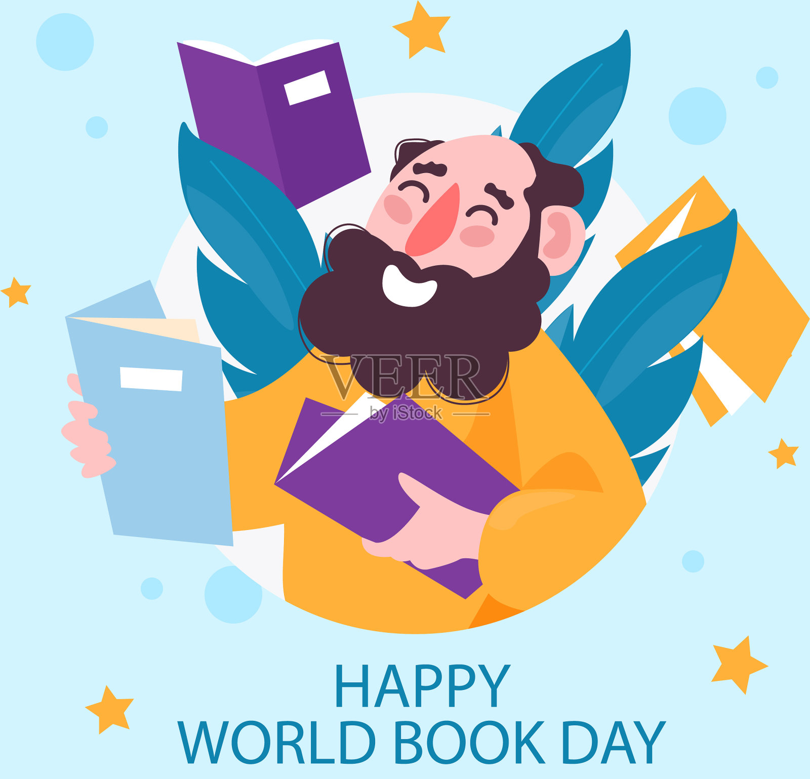 平面设计世界图书日概念插画图片素材