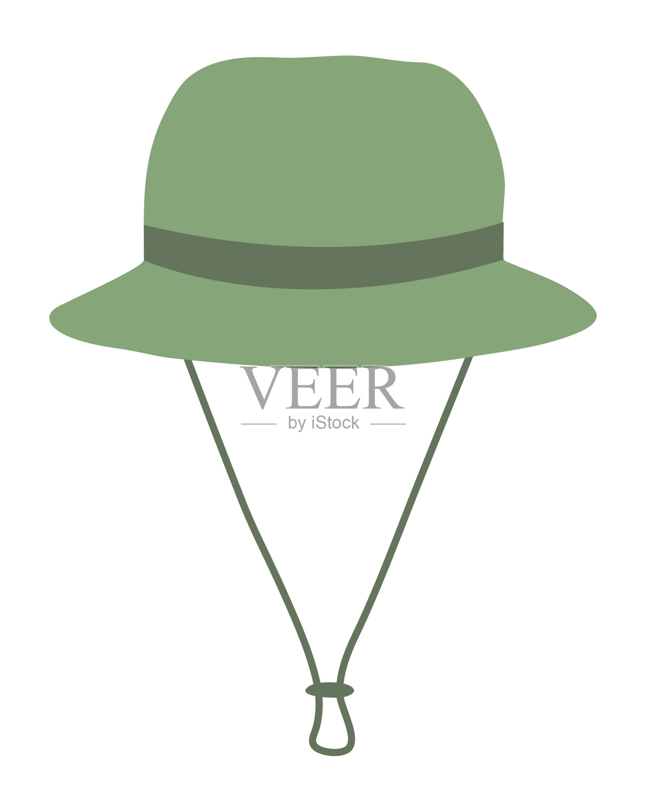绿色的渔夫的帽子。巴拿马。孤立在白色背景上。插画图片素材