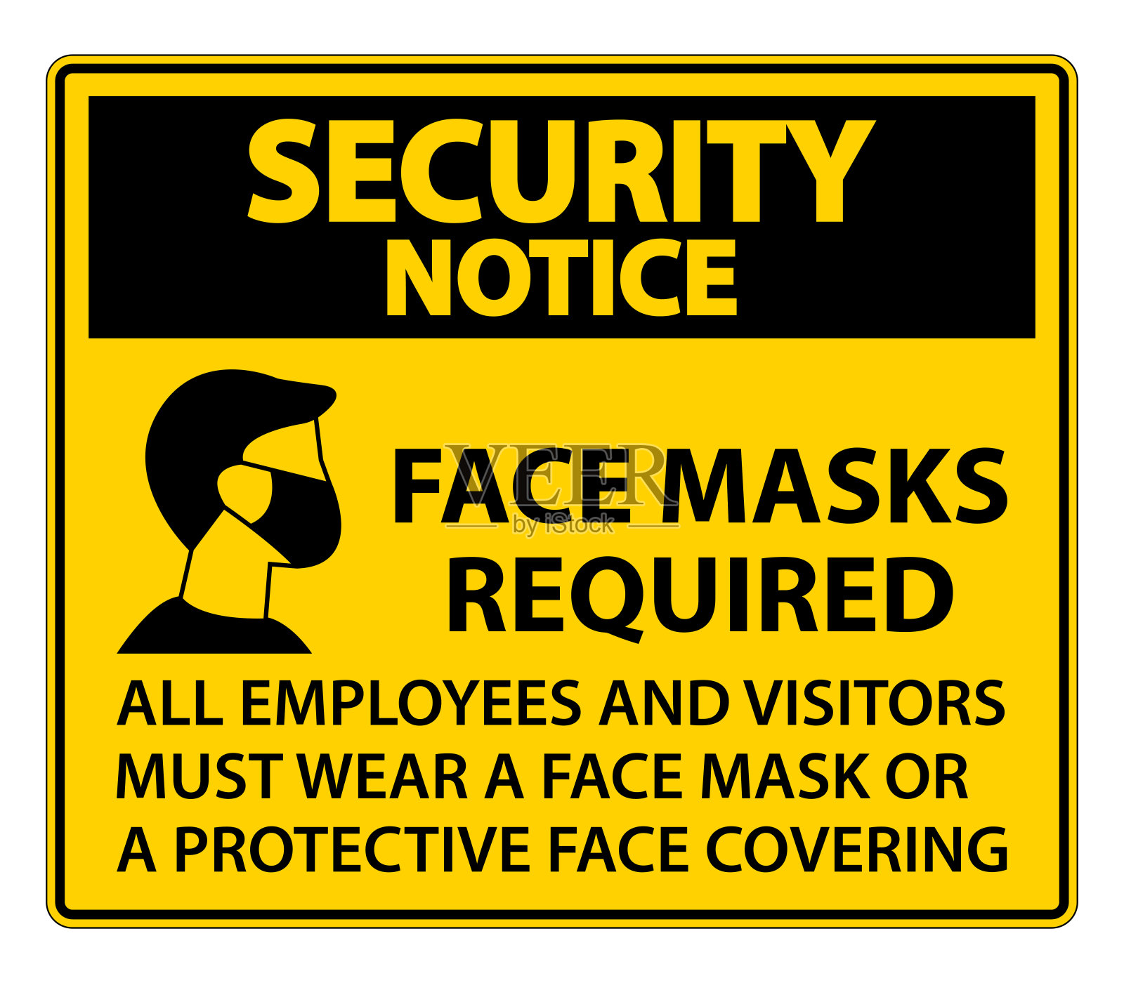 安全通告要求戴口罩,白底签名插画图片素材