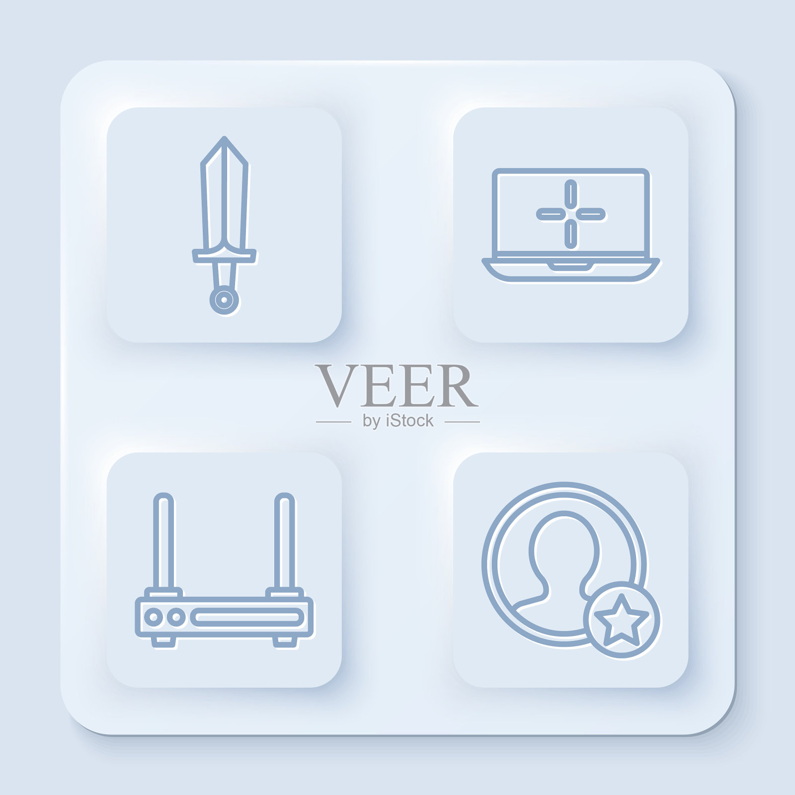 为游戏笔记本路由器和wi-fi设置线剑图标素材