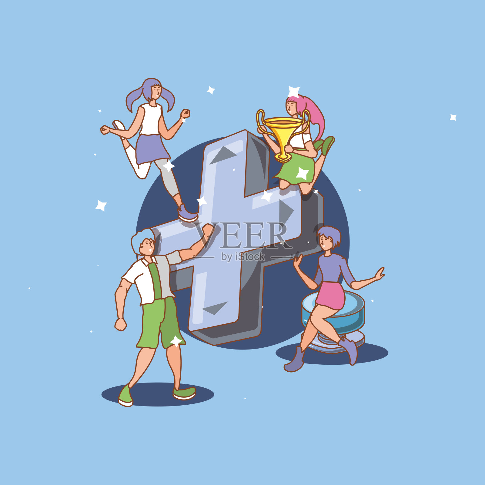 人们在视频游戏机的硬币与篮球气球插画图片素材