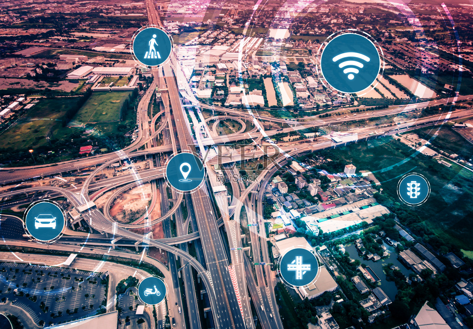 智能交通技术概念的未来汽车交通道路照片摄影图片