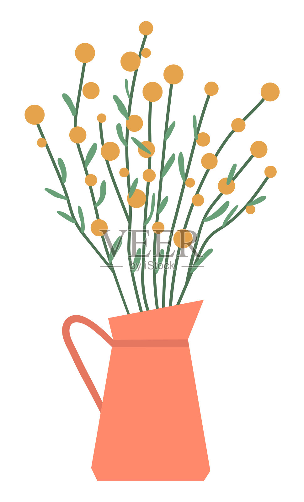 盆栽隔离住宅室内装饰中的家植物插画图片素材