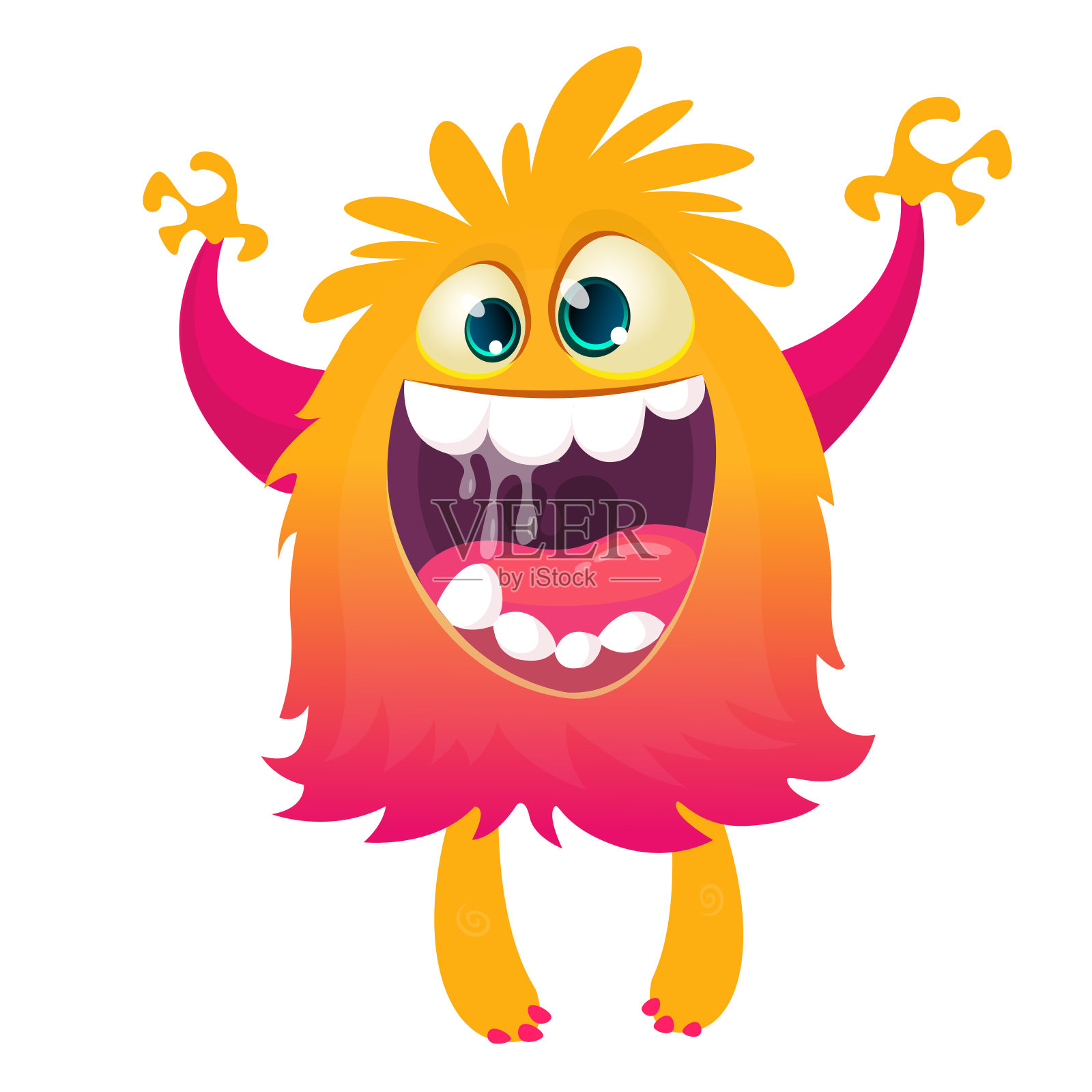 快乐的卡通怪物角色。万圣节的矢量图插画图片素材