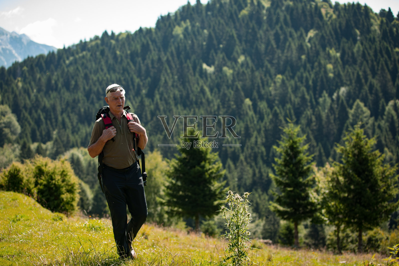 一个成年人在夏天爬山照片摄影图片