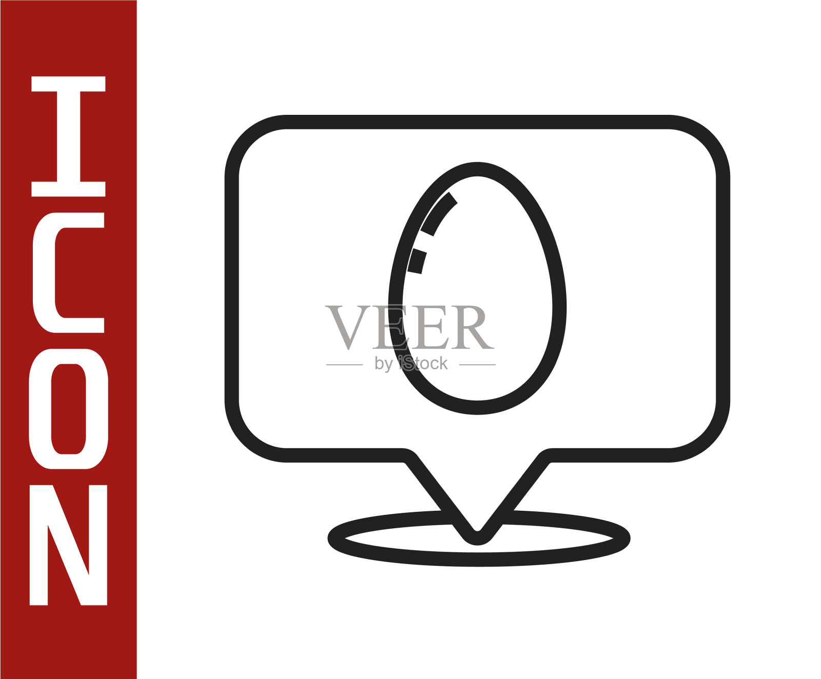 黑色线语音气泡与复活节彩蛋图标图标素材