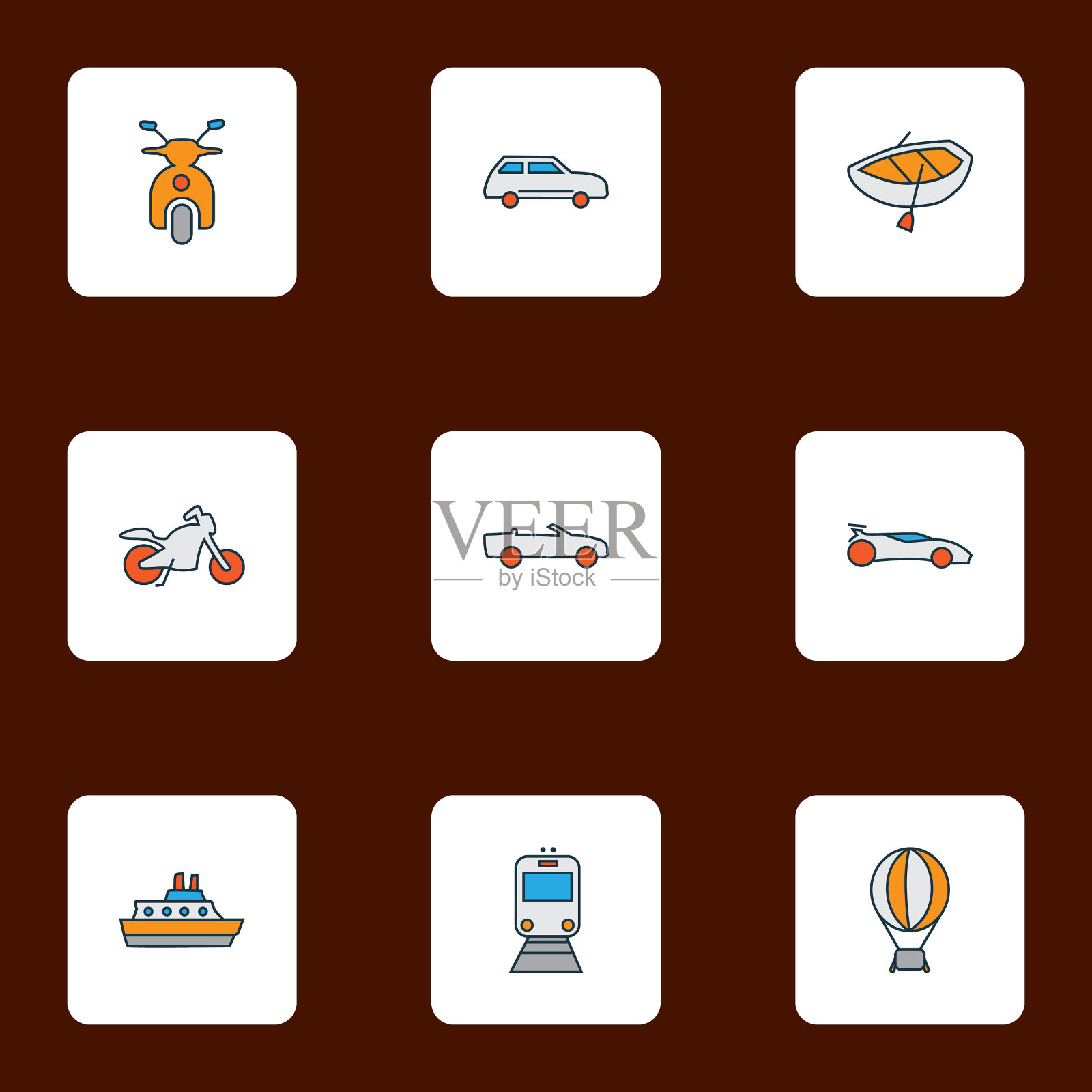 交通图标的颜色线设置与摩托车图标素材