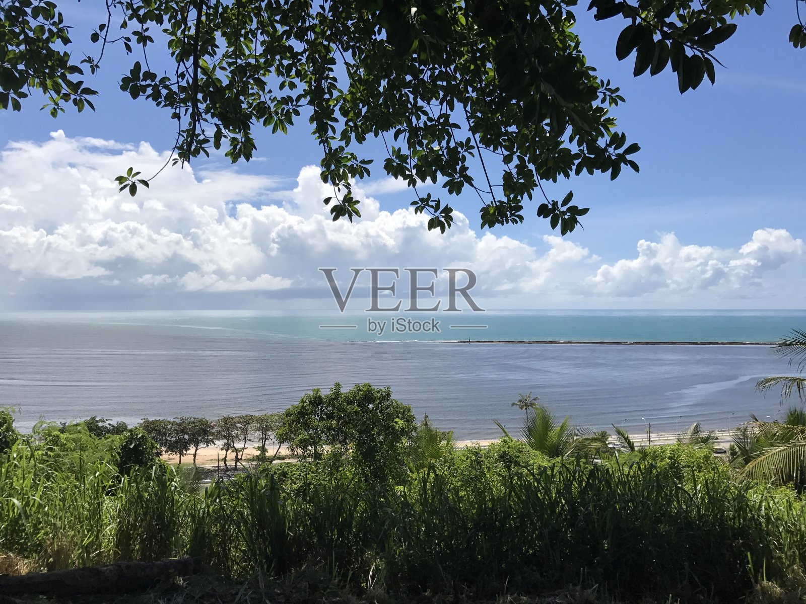 当河流汇入海洋,巴西塞古罗港照片摄影图片