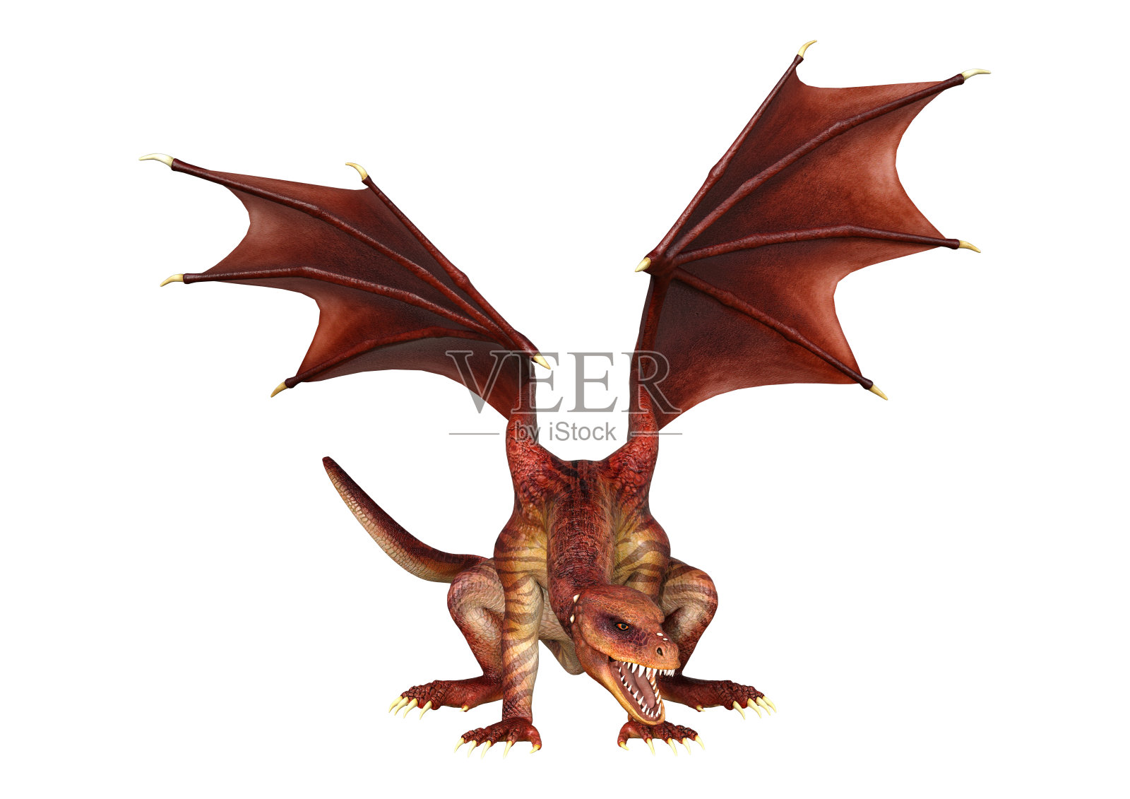 3D插图幻想龙在白色照片摄影图片