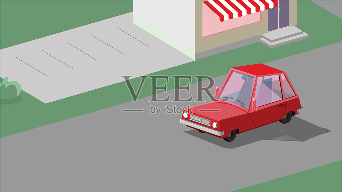 在城市中行驶的汽车插画图片素材