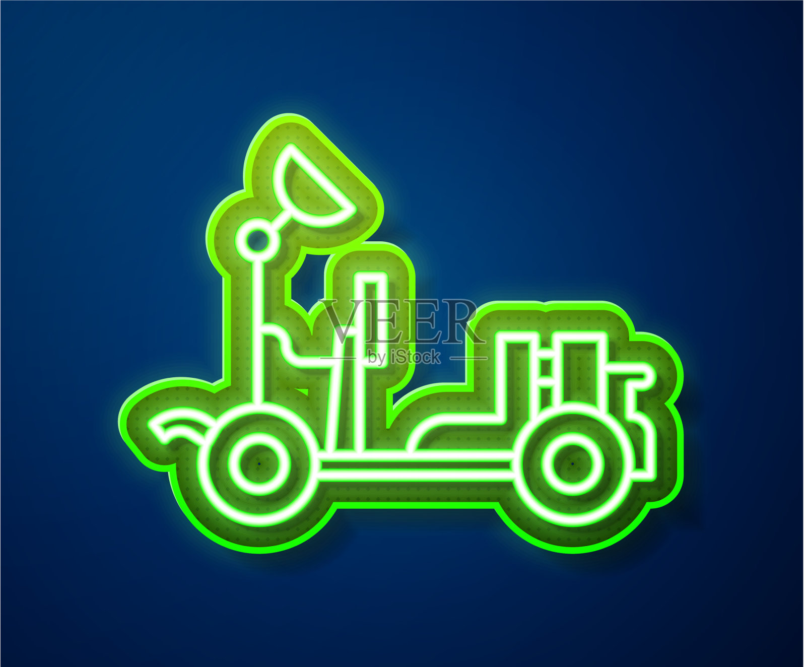 发光的霓虹灯线火星漫游者图标孤立在蓝色插画图片素材