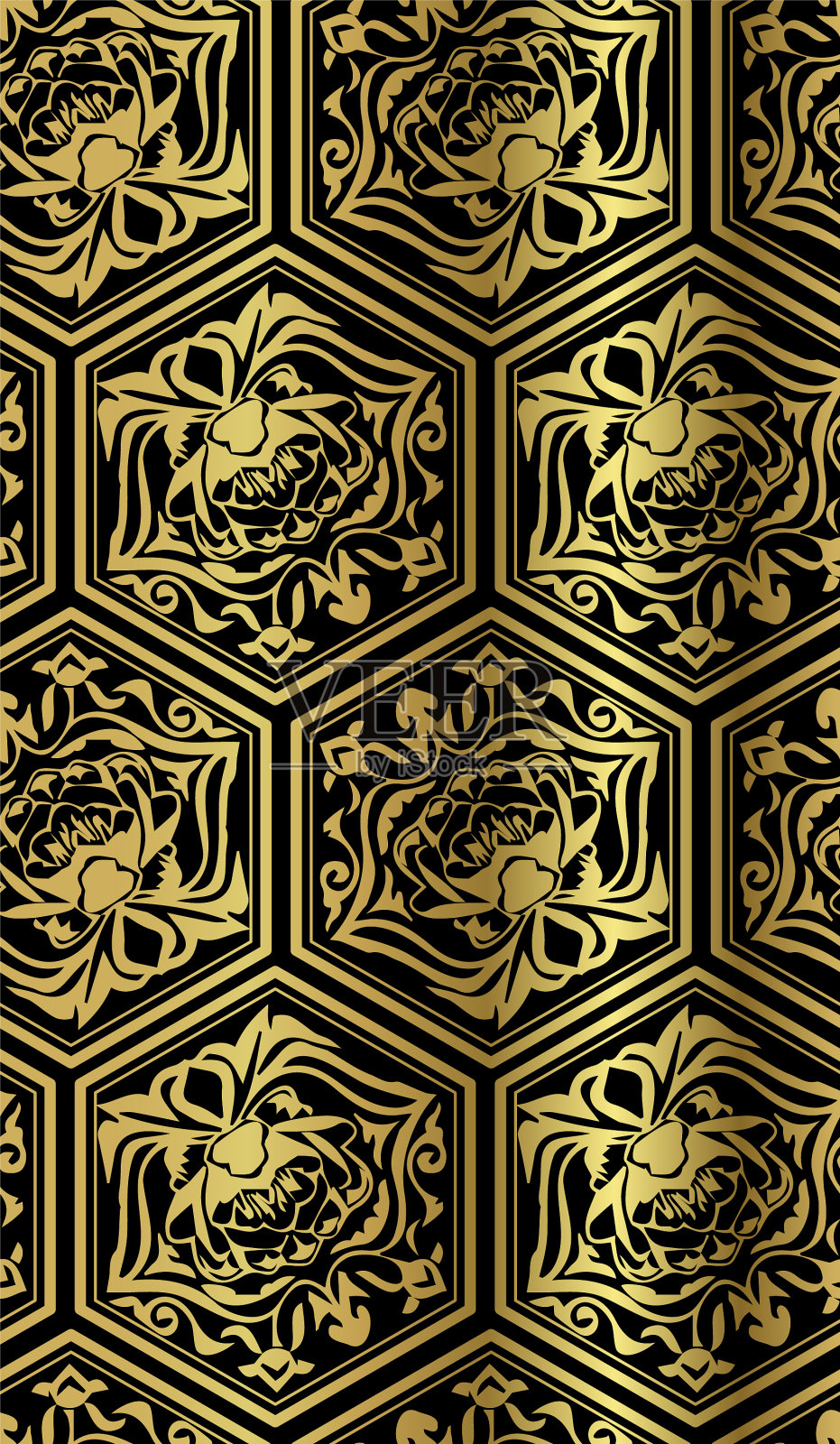 中国几何无缝图案东方黑色插画图片素材