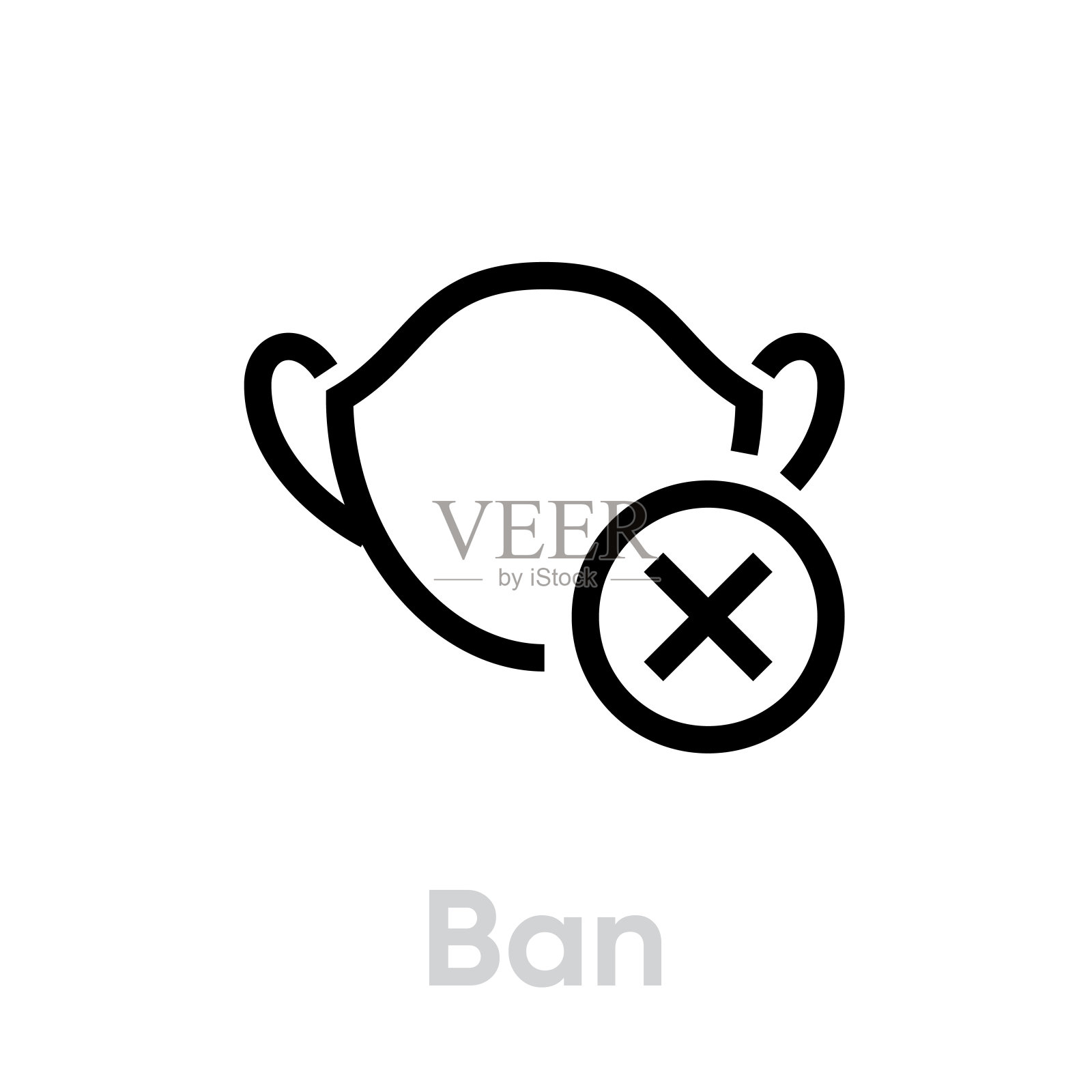 禁止掩码图标。可编辑的直线向量。插画图片素材