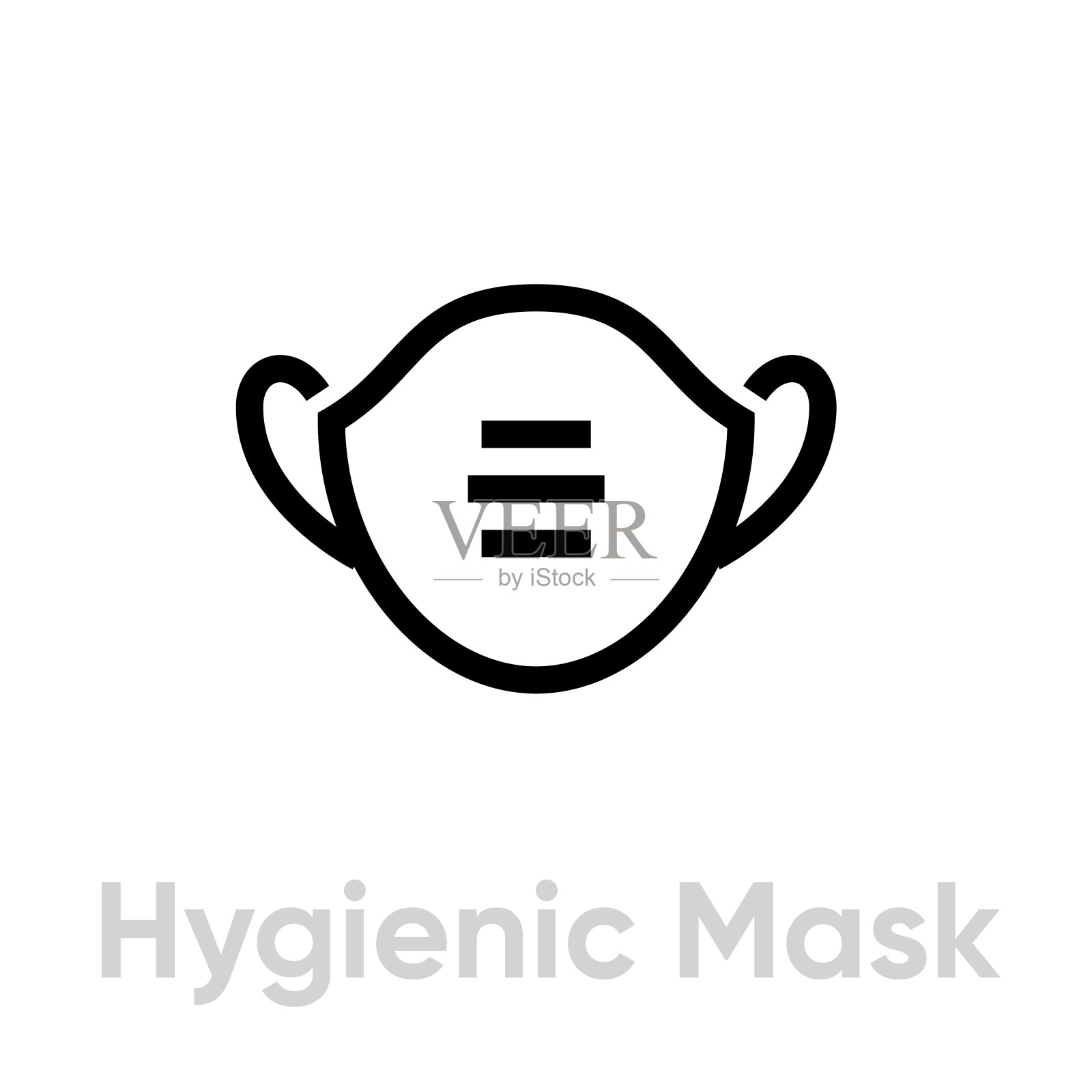 卫生口罩防护器图标。可编辑的直线向量。插画图片素材