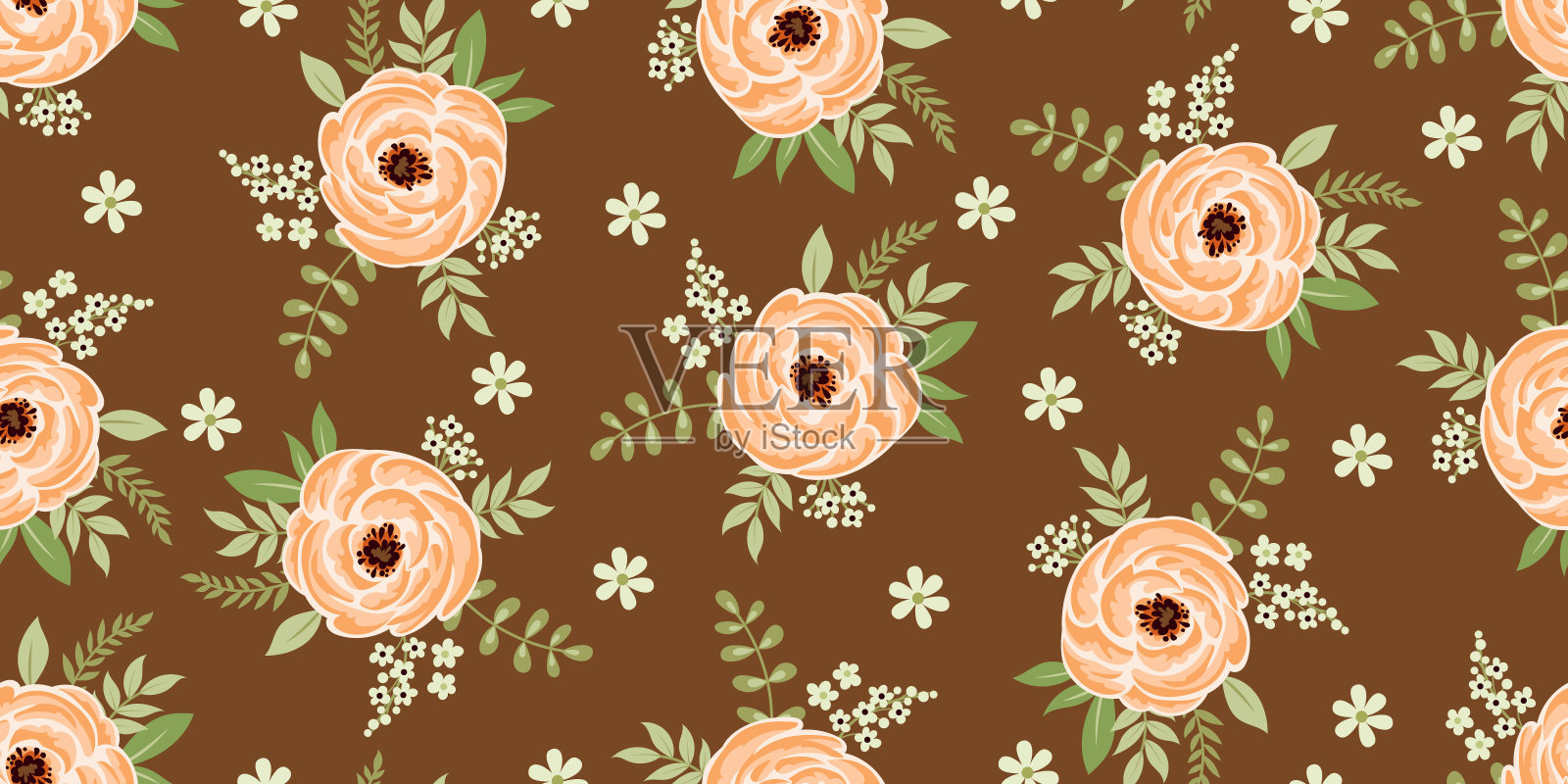 无缝可爱的春花墙纸插画图片素材