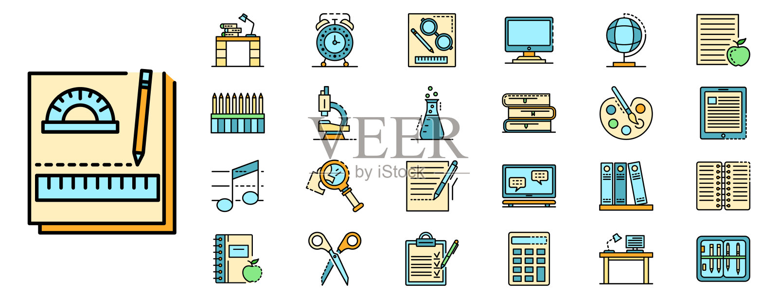 作业图标设置线颜色向量,轮廓样式图标素材