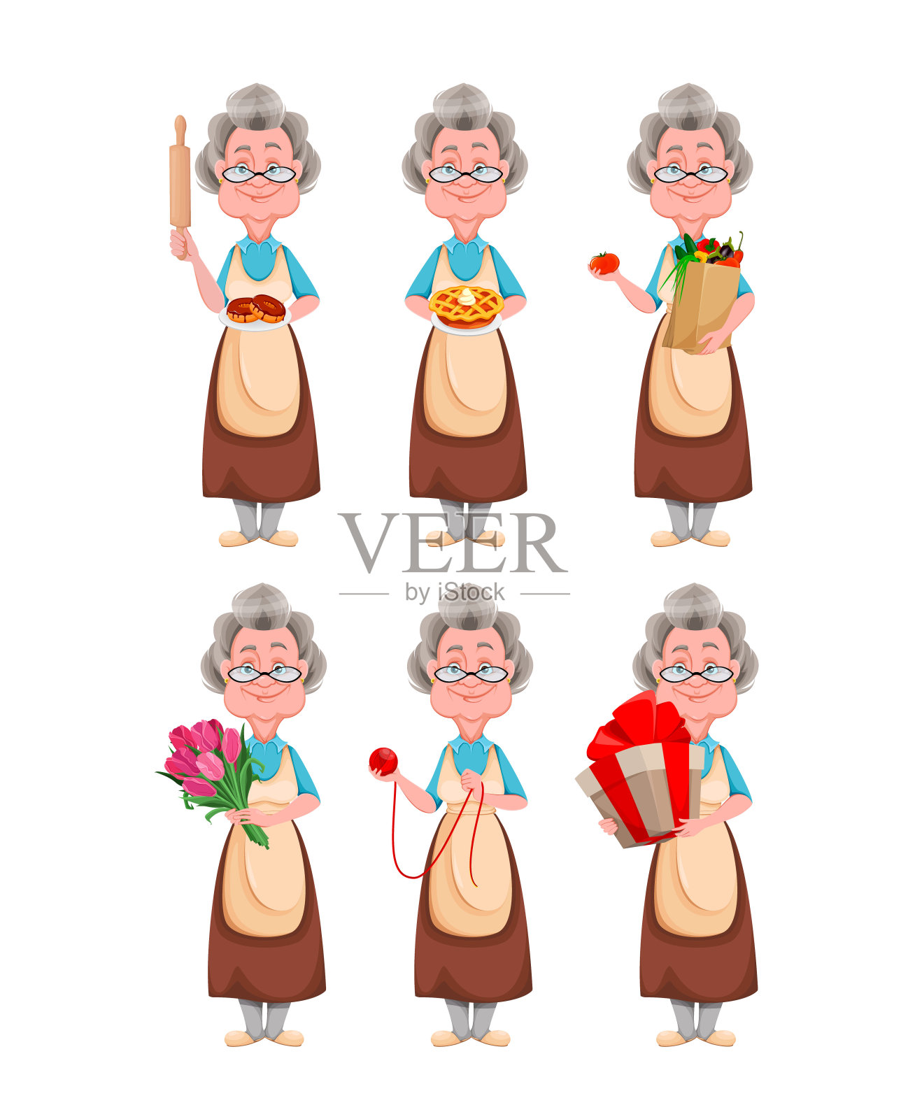 祖父母日快乐。欢快的祖母插画图片素材