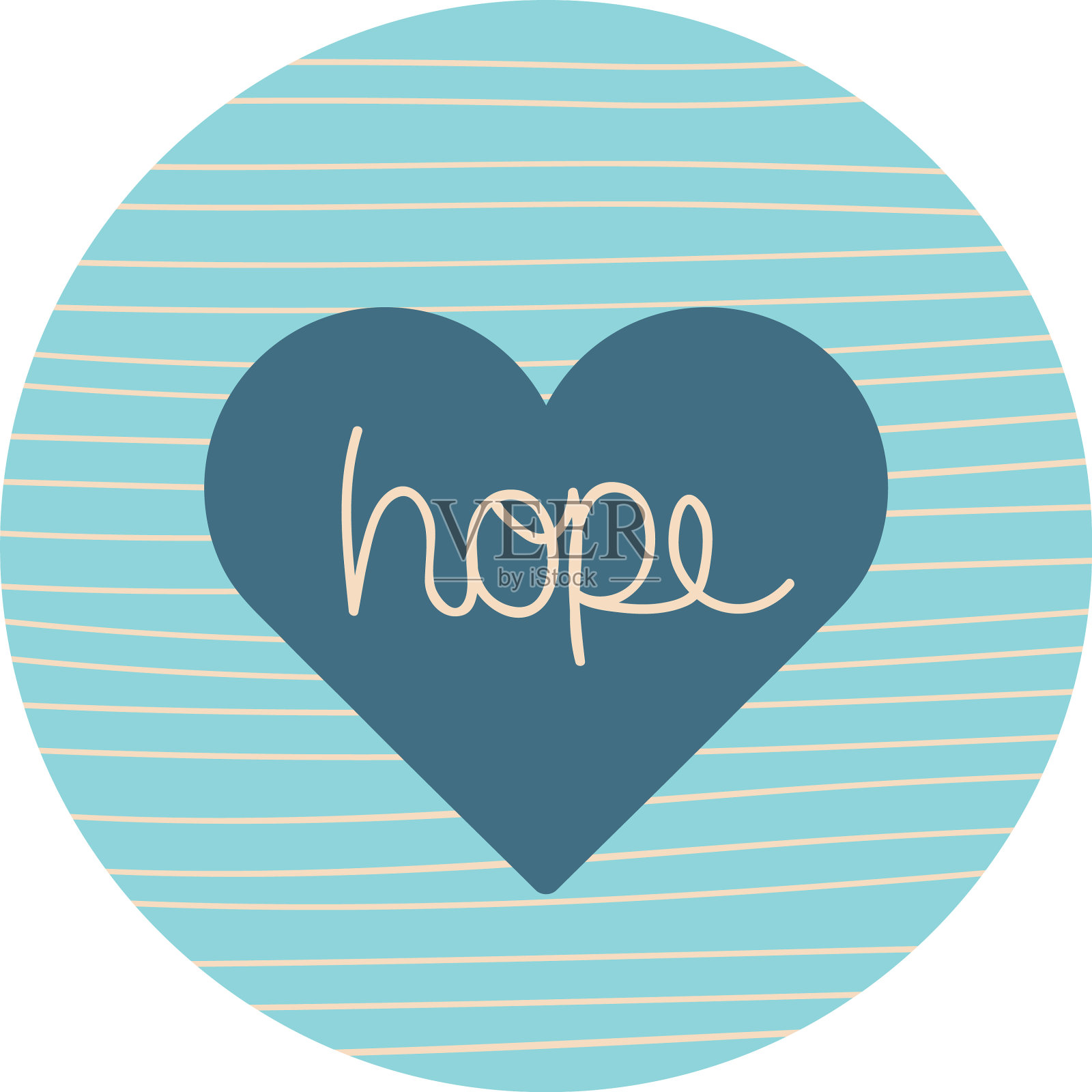 孤立的心和希望文字平块风格图标设计元素图片