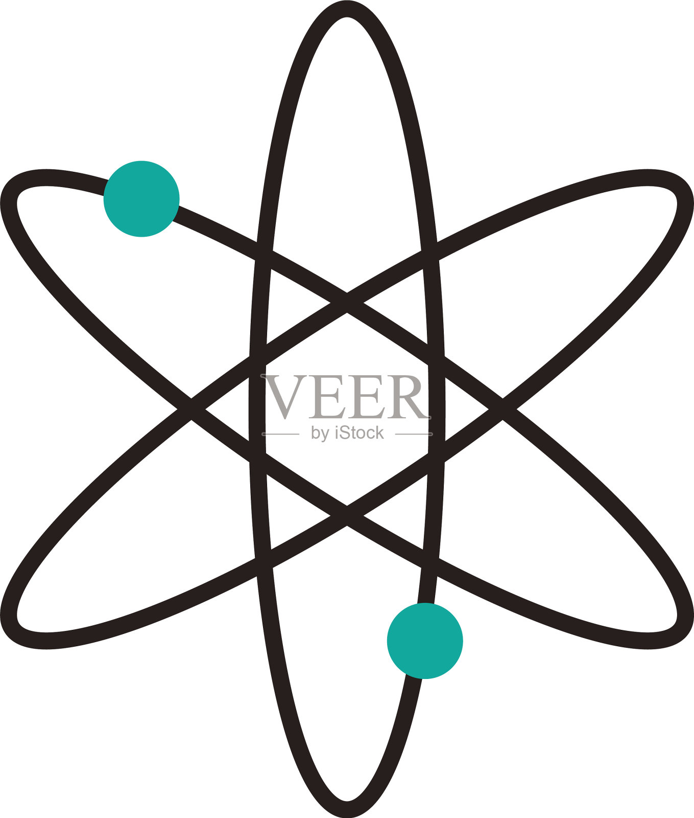 孤立化学原子半线半色风格设计元素图片