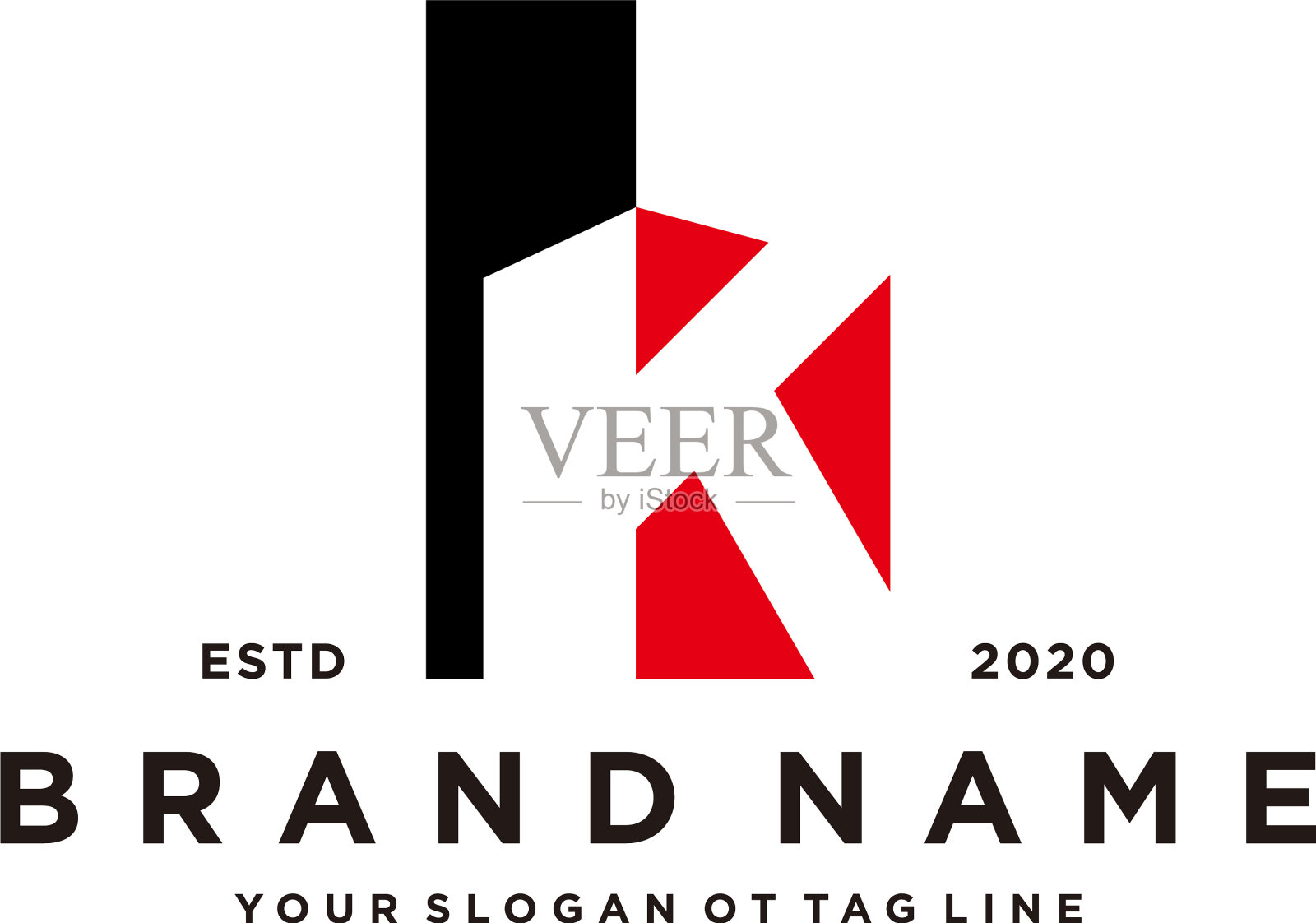 字母k和建筑标志设计插画图片素材