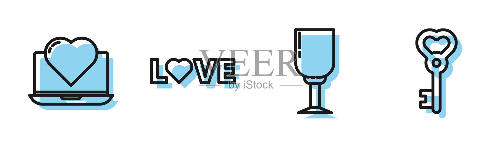 设行酒杯笔记本,用心写爱的文字插画图片素材