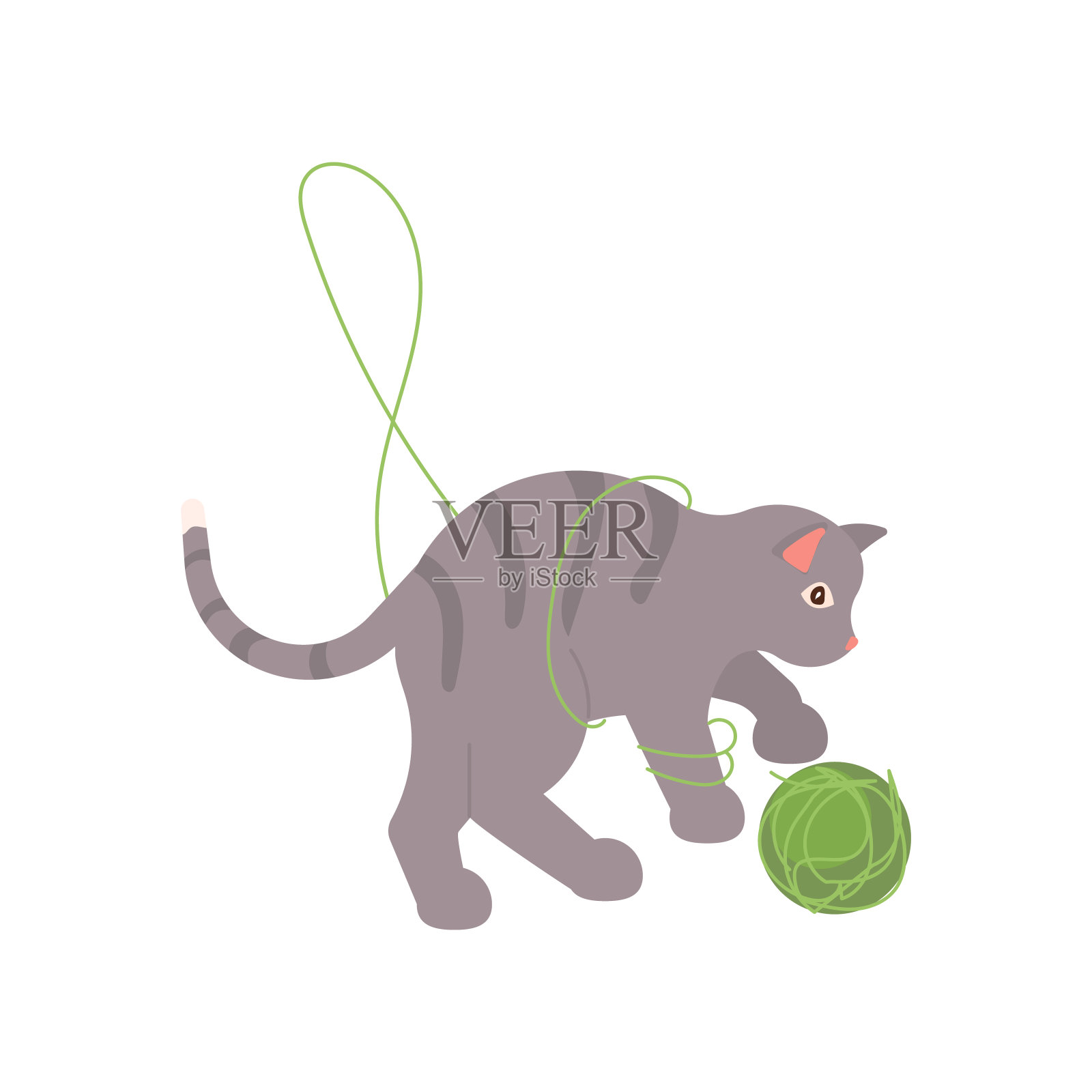 有趣的灰色的猫插画图片素材