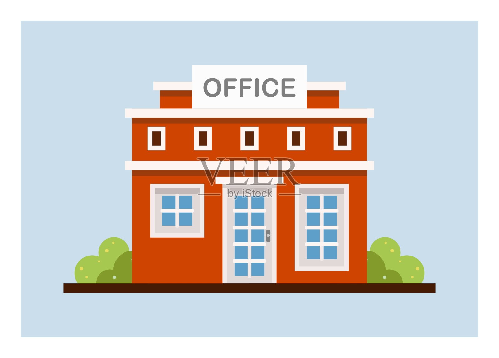 小型办公建筑,简单的平面插图。插画图片素材