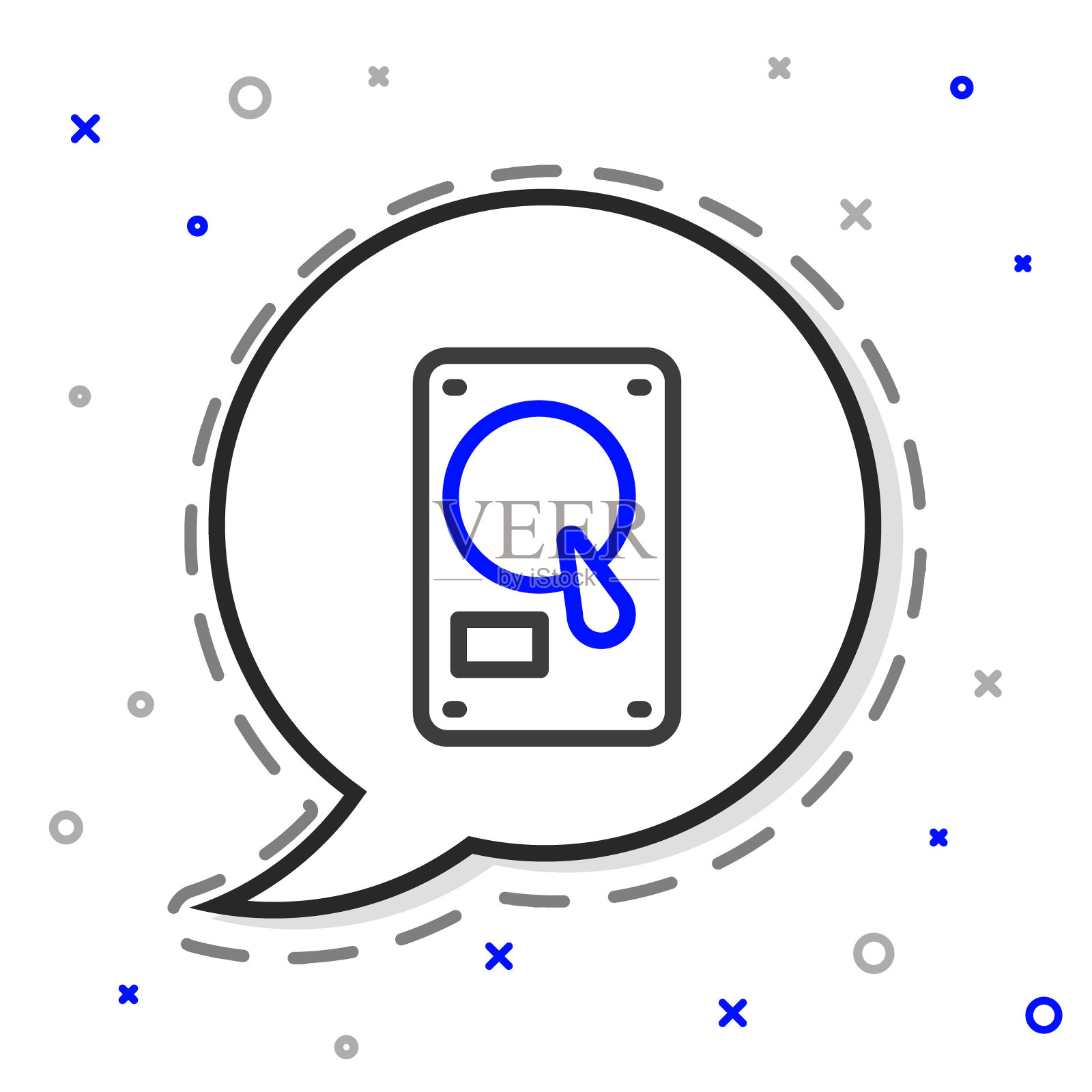 Line硬盘驱动器HDD图标隔离在白色背景上。彩色轮廓概念。矢量图插画图片素材