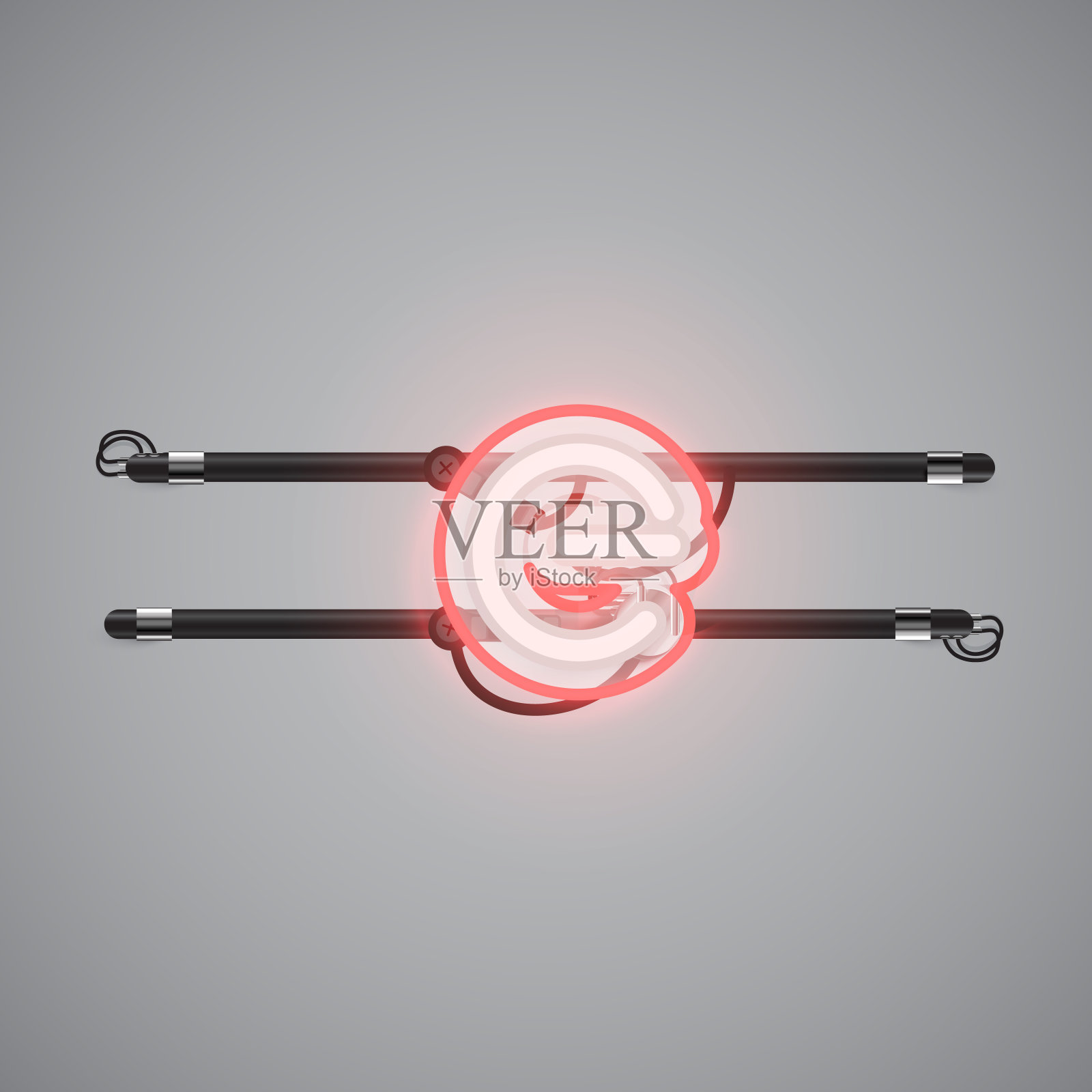 现实的发光双霓虹灯字符从字体,矢量插图设计元素图片