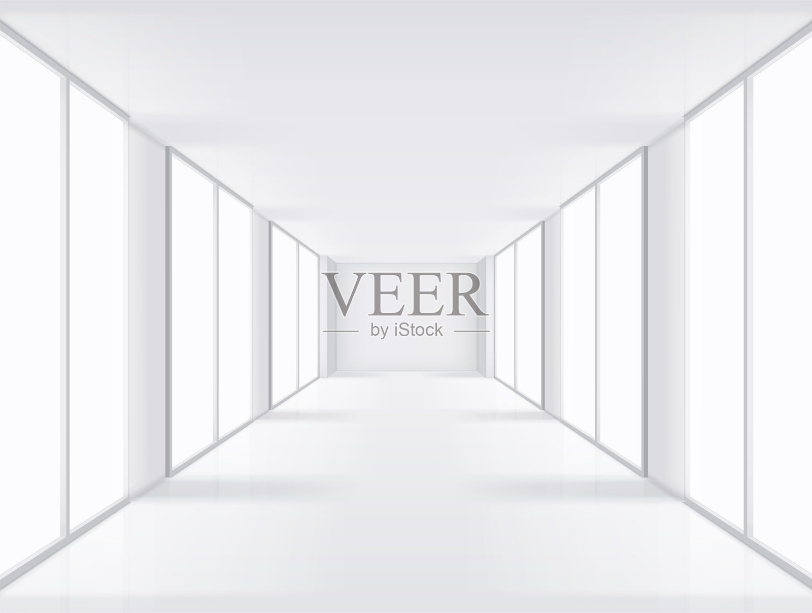 空的内部和大窗户插画图片素材