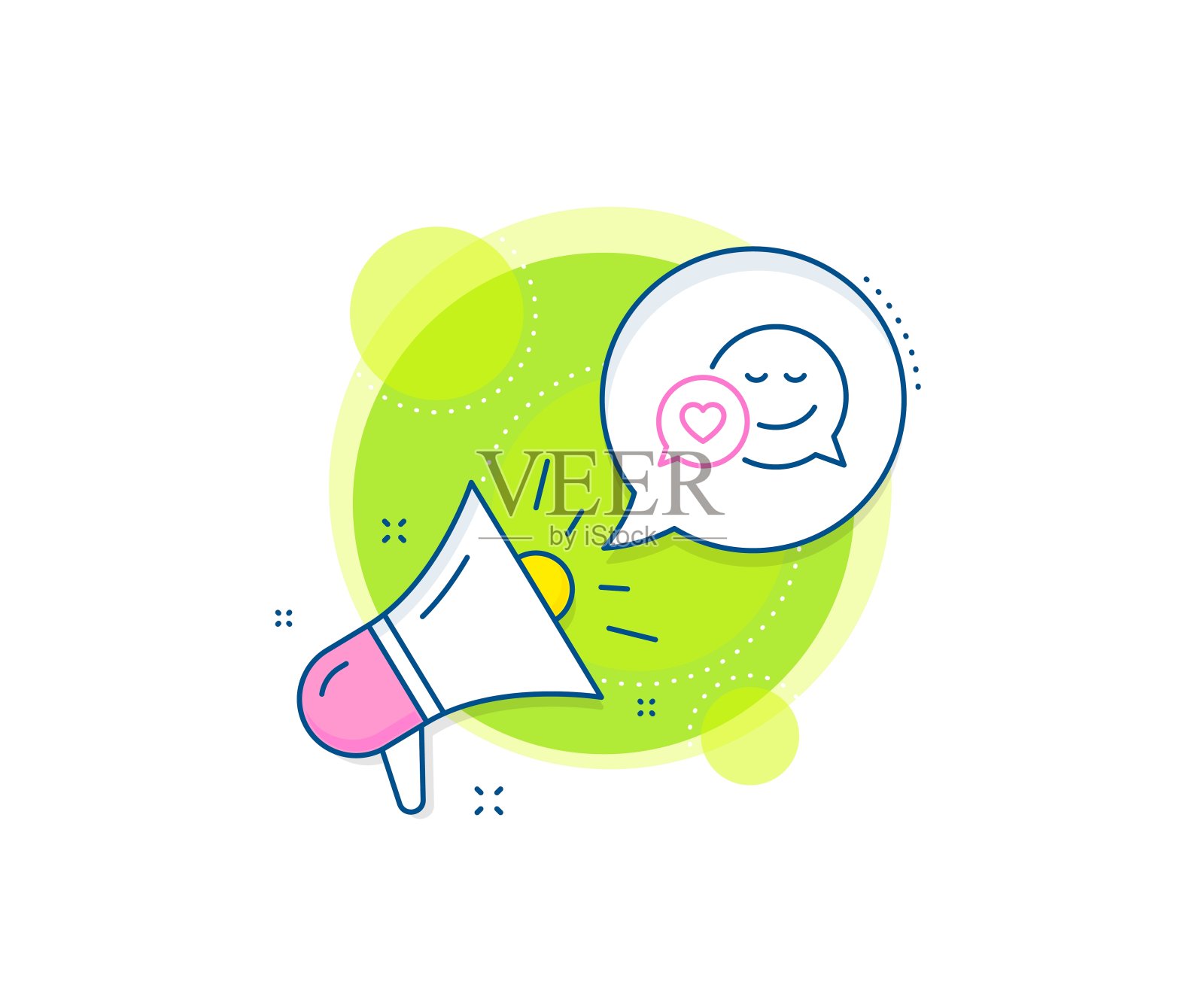 喜剧演讲气泡与微笑线图标。向量插画图片素材