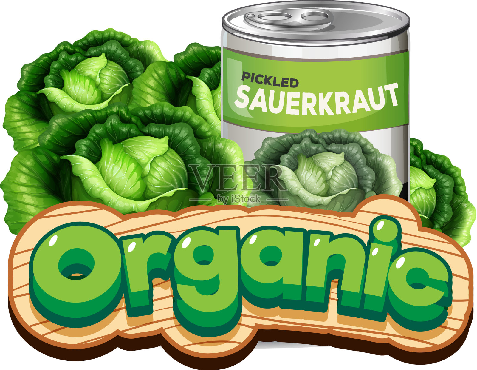 字体设计字有机与罐头腌渍插画图片素材