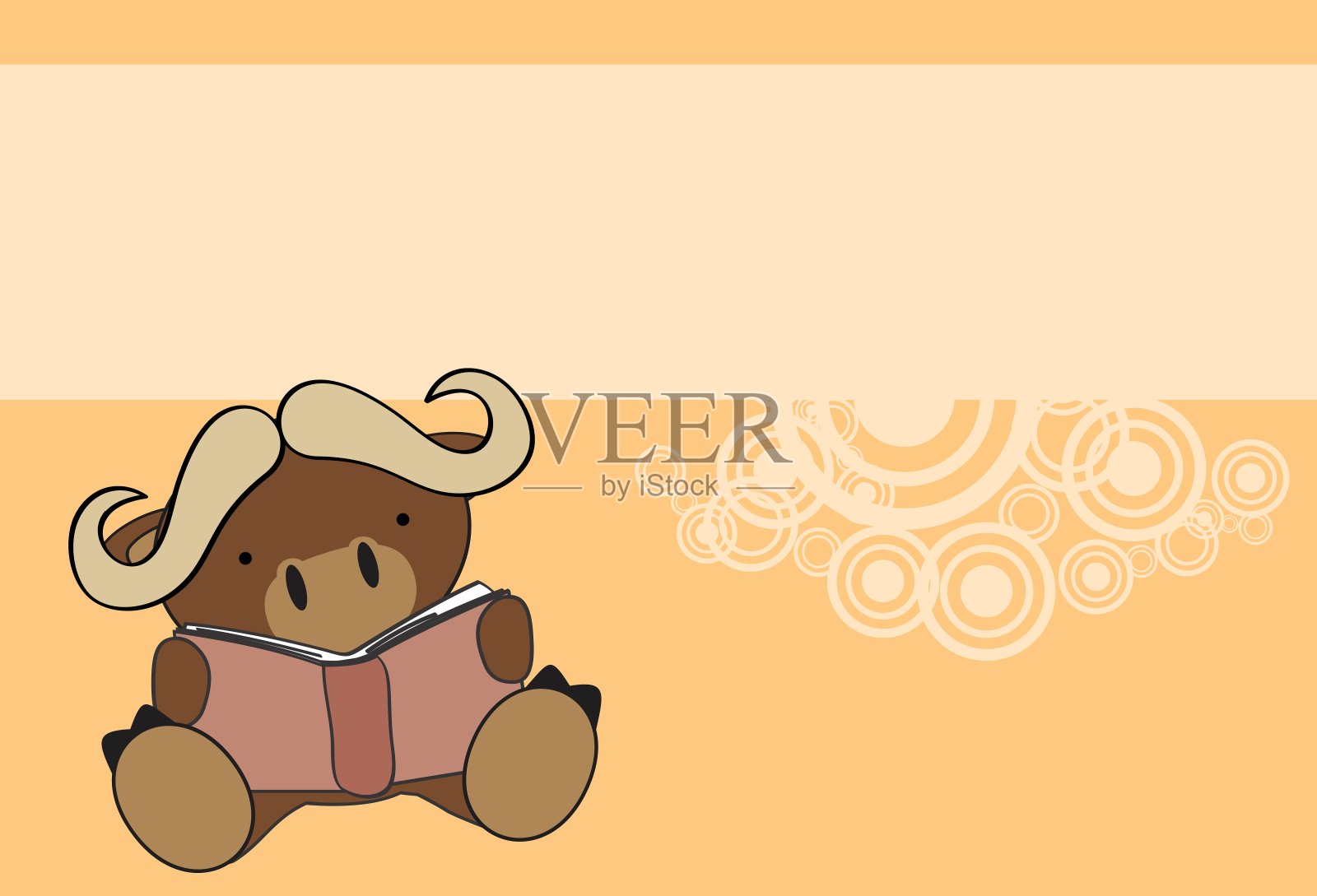 乖宝宝牛读书背景插画图片素材