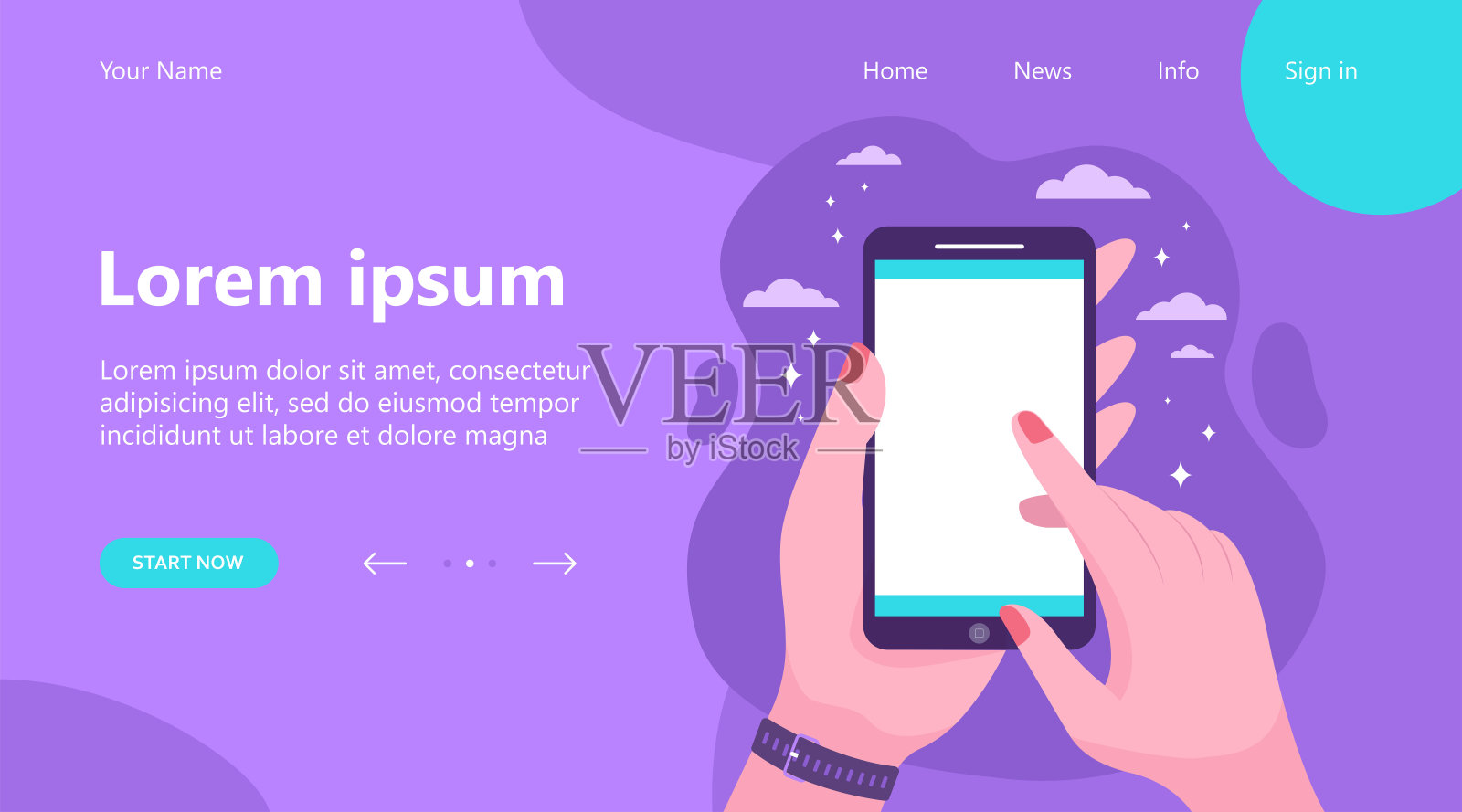 手机在手孤立的平面矢量插图插画图片素材