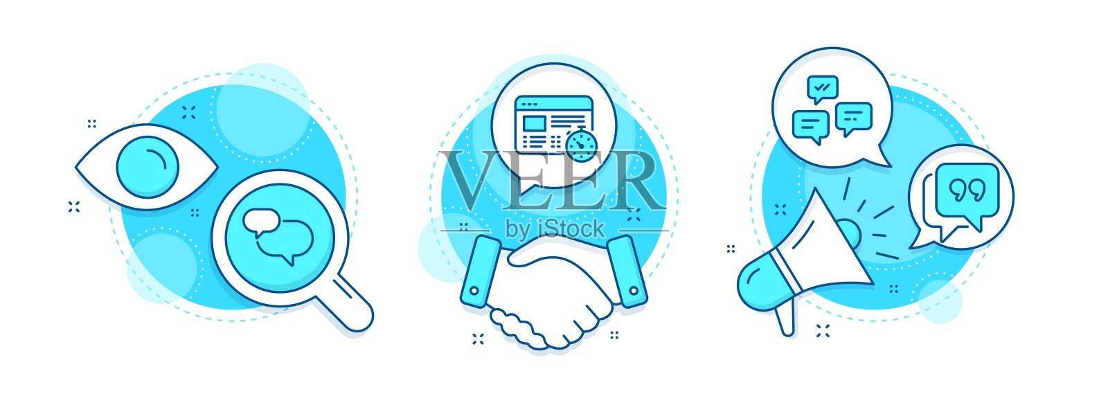 聊天信息,网络定时器和引用气泡图标设置。聊天信息的信号。向量插画图片素材